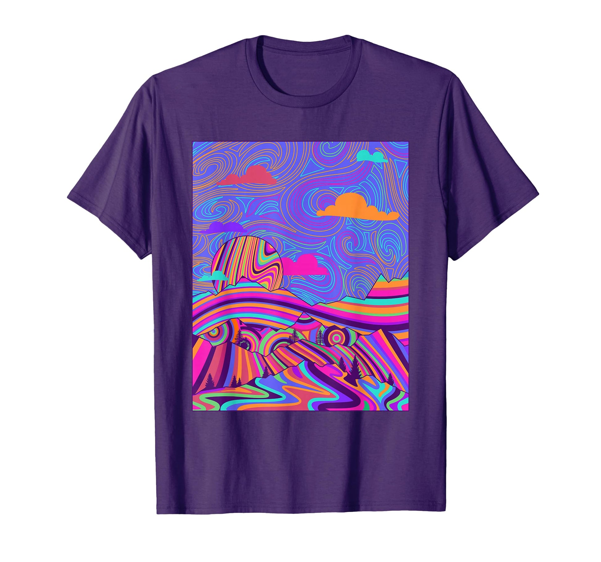 Psychedelic Trippy Mountain Funny Hippie T-Shirt - Unique Graphic Unisex - T-Shirt, Sweatshirt, Hoodie