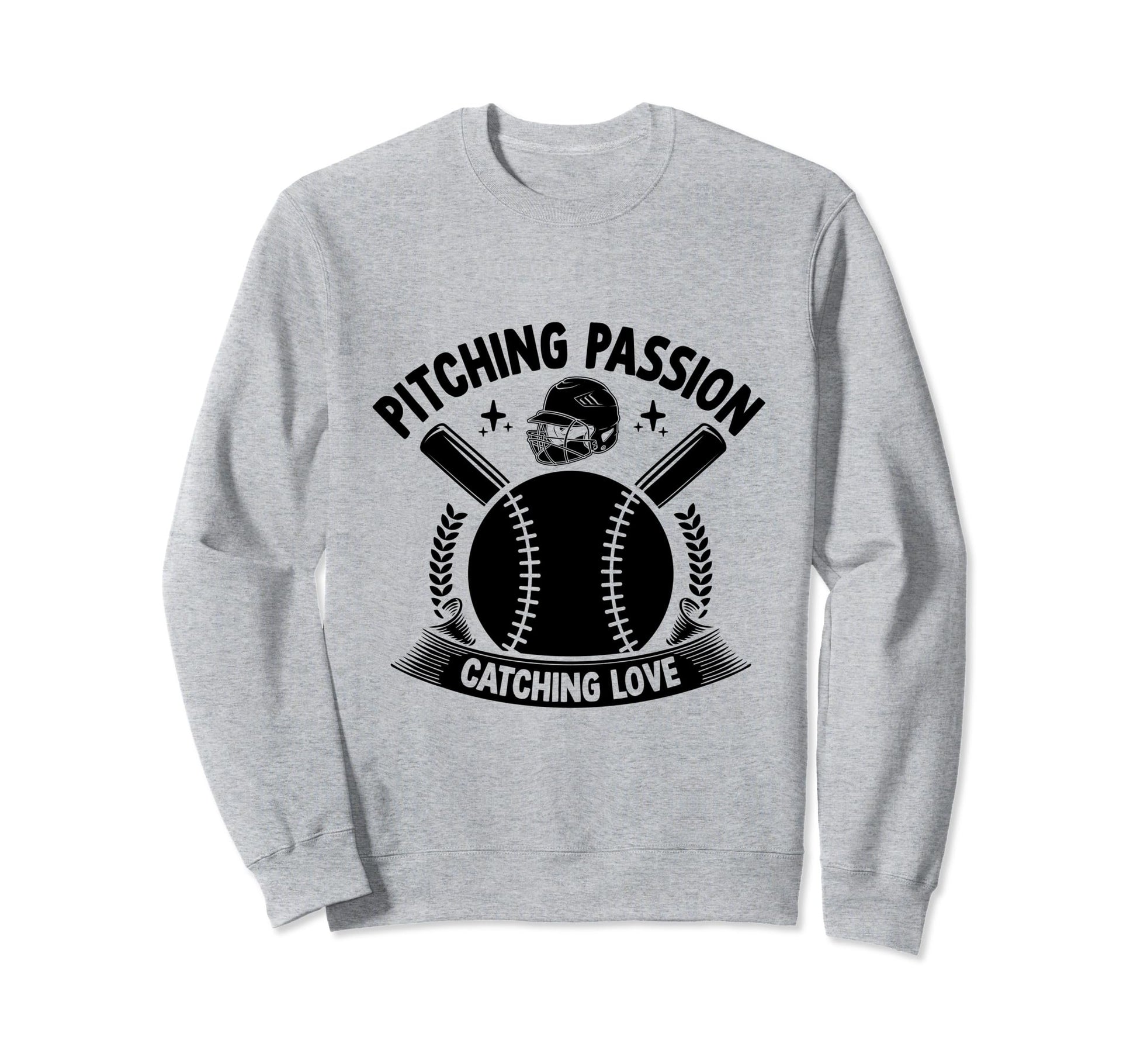 Pitching Passion Catching Love Baseball Sweatshirt - Unique Graphic Unisex - T-Shirt, Sweatshirt, Hoodie