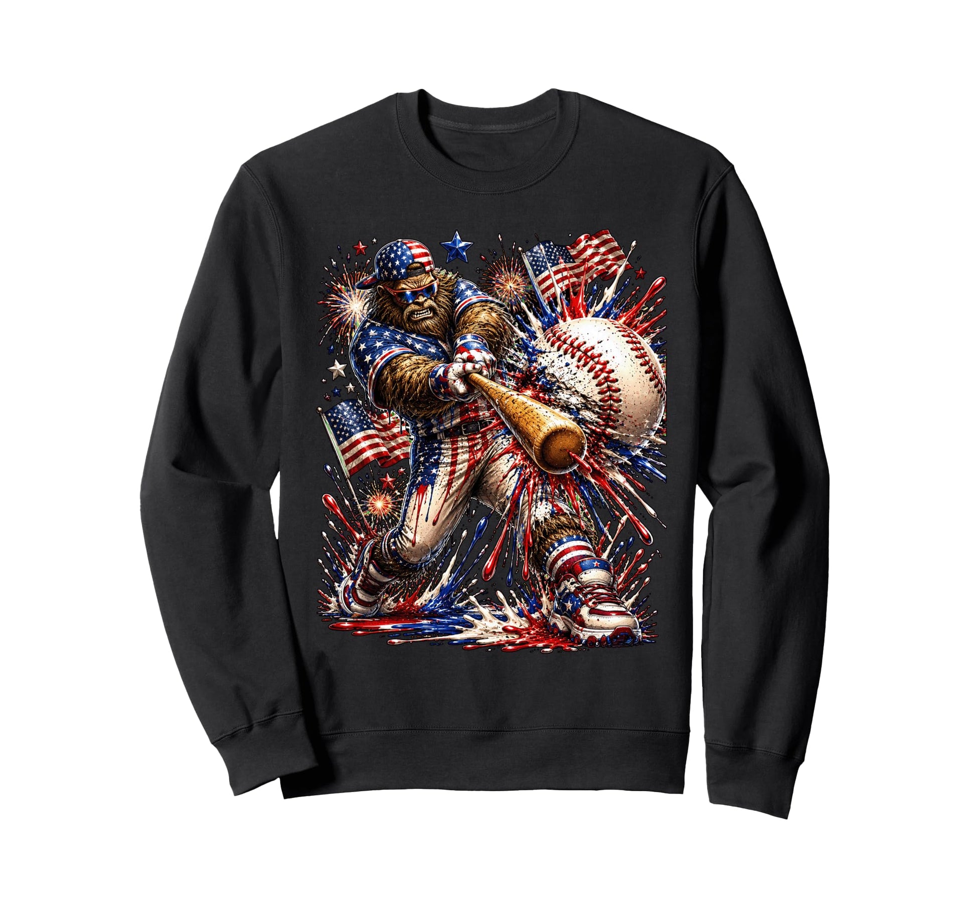 Gifts Funny Patriotic Bigfoot Baseball Sweatshirt - Novelty Apparel Unisex - T-Shirt, Sweatshirt, Hoodie