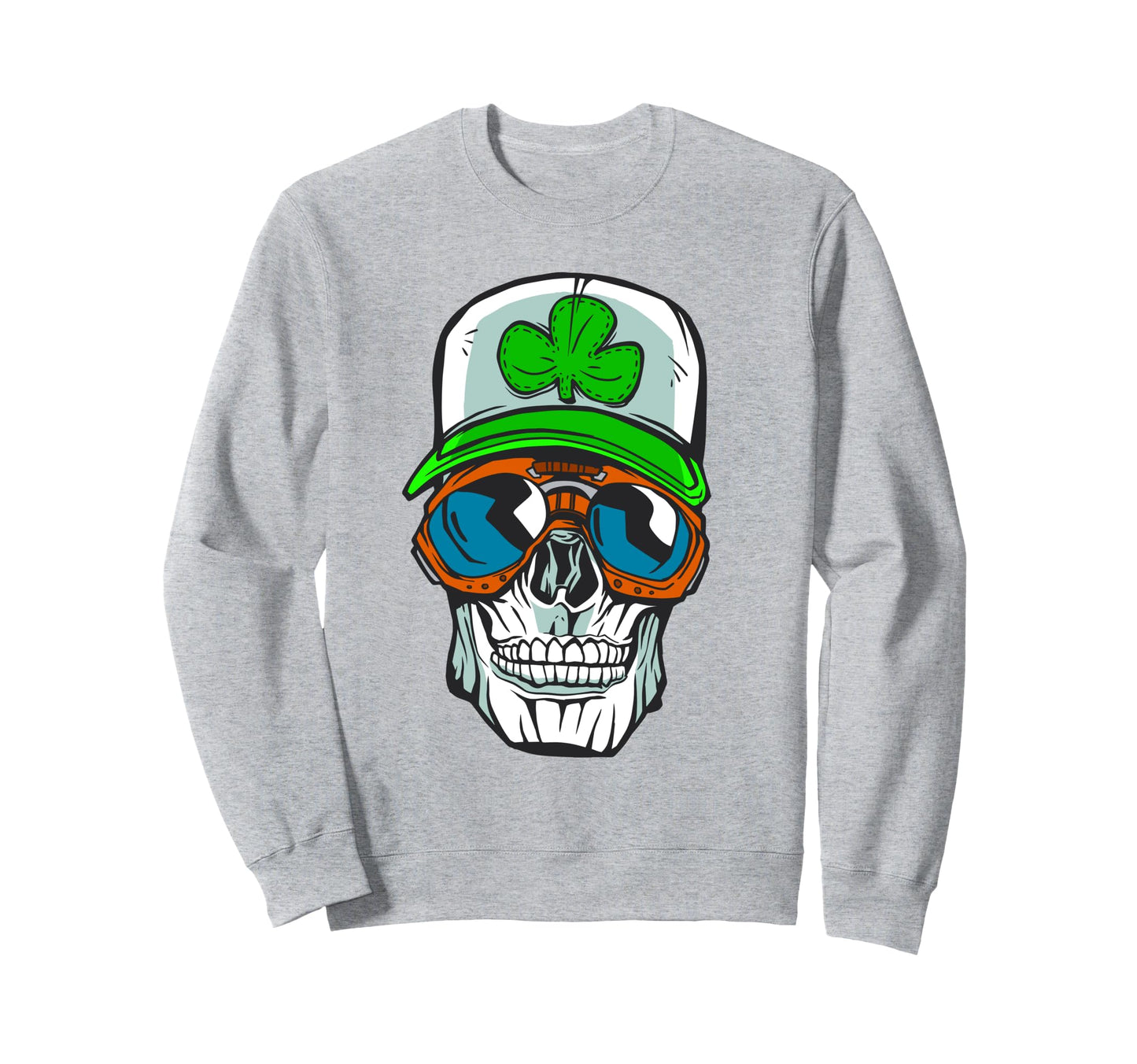 St Patricks Day Skull Glasses Saint Sweatshirt - Custom Art Print Unisex - T-Shirt, Sweatshirt, Hoodie