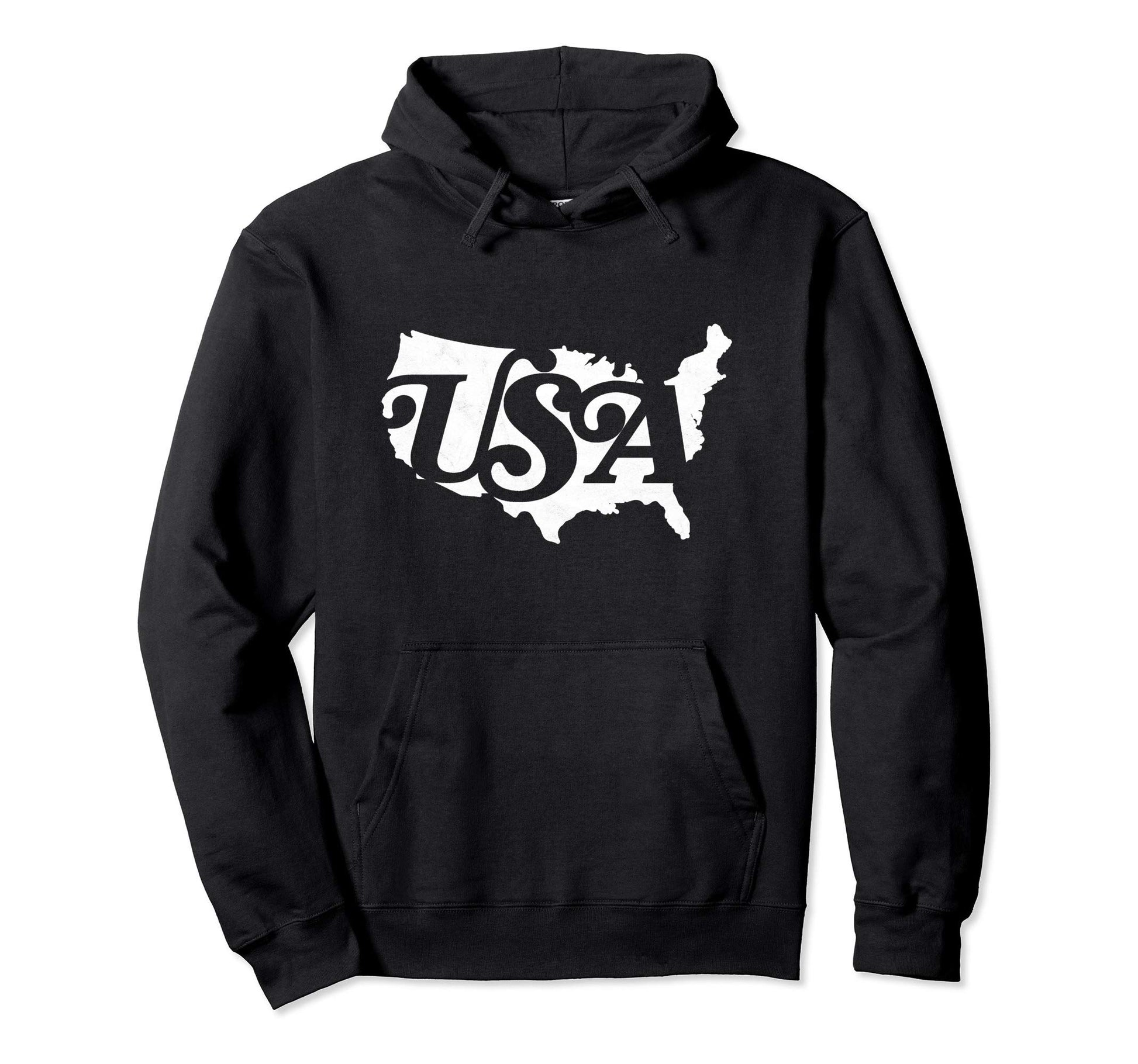 Simple Usa Map Typography Patriotic 4Th Hoodie - Fun Novelty Design Unisex - T-Shirt, Sweatshirt, Hoodie