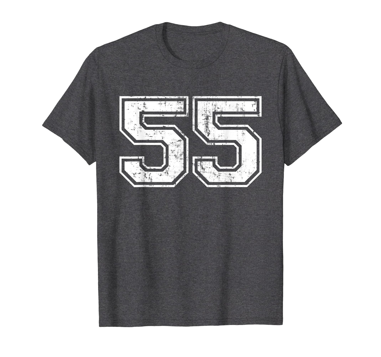 Number 55 Varsity Distressed Sports T-Shirt - Graphic Print for Adults - T-Shirt, Sweatshirt, Hoodie