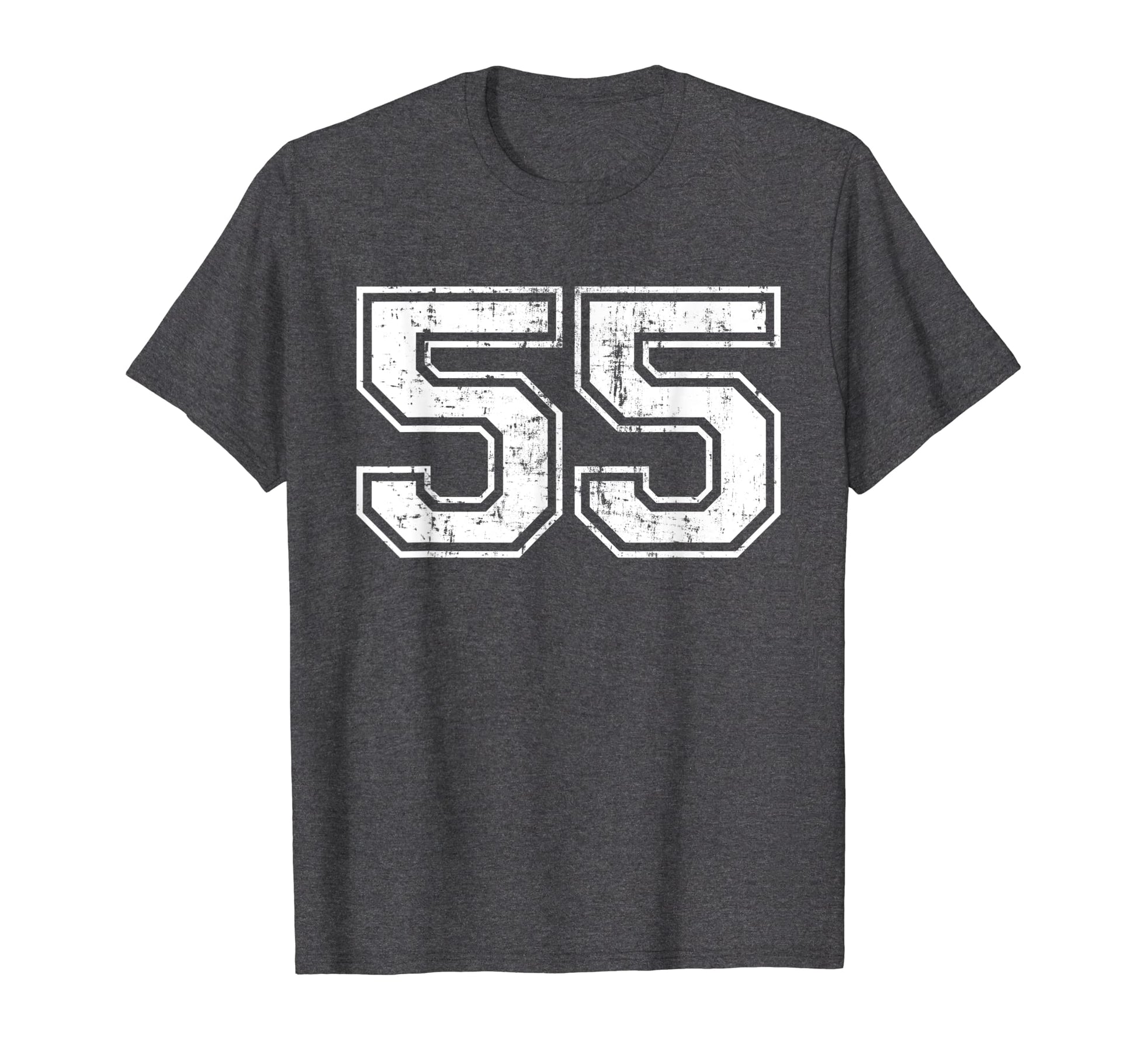 Number 55 Varsity Distressed Sports T-Shirt - Graphic Print for Adults - T-Shirt, Sweatshirt, Hoodie