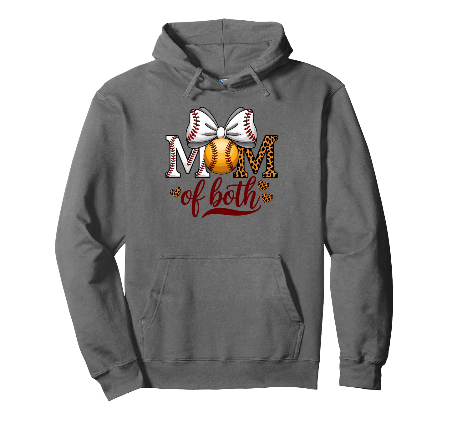 Mom Both Baseball Softball Coquette Bow Hoodie - Unique Graphic for Adults - T-Shirt, Sweatshirt, Hoodie