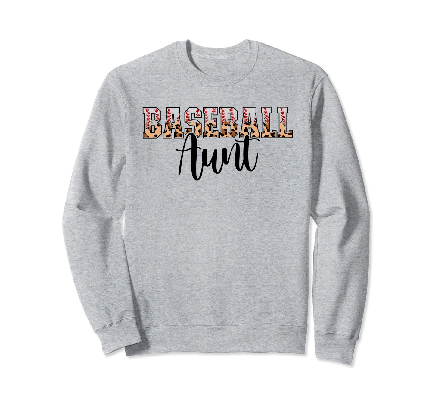 Baseball Aunt Funny Leopard Sweatshirt - Unique Graphic for Adults - T-Shirt, Sweatshirt, Hoodie