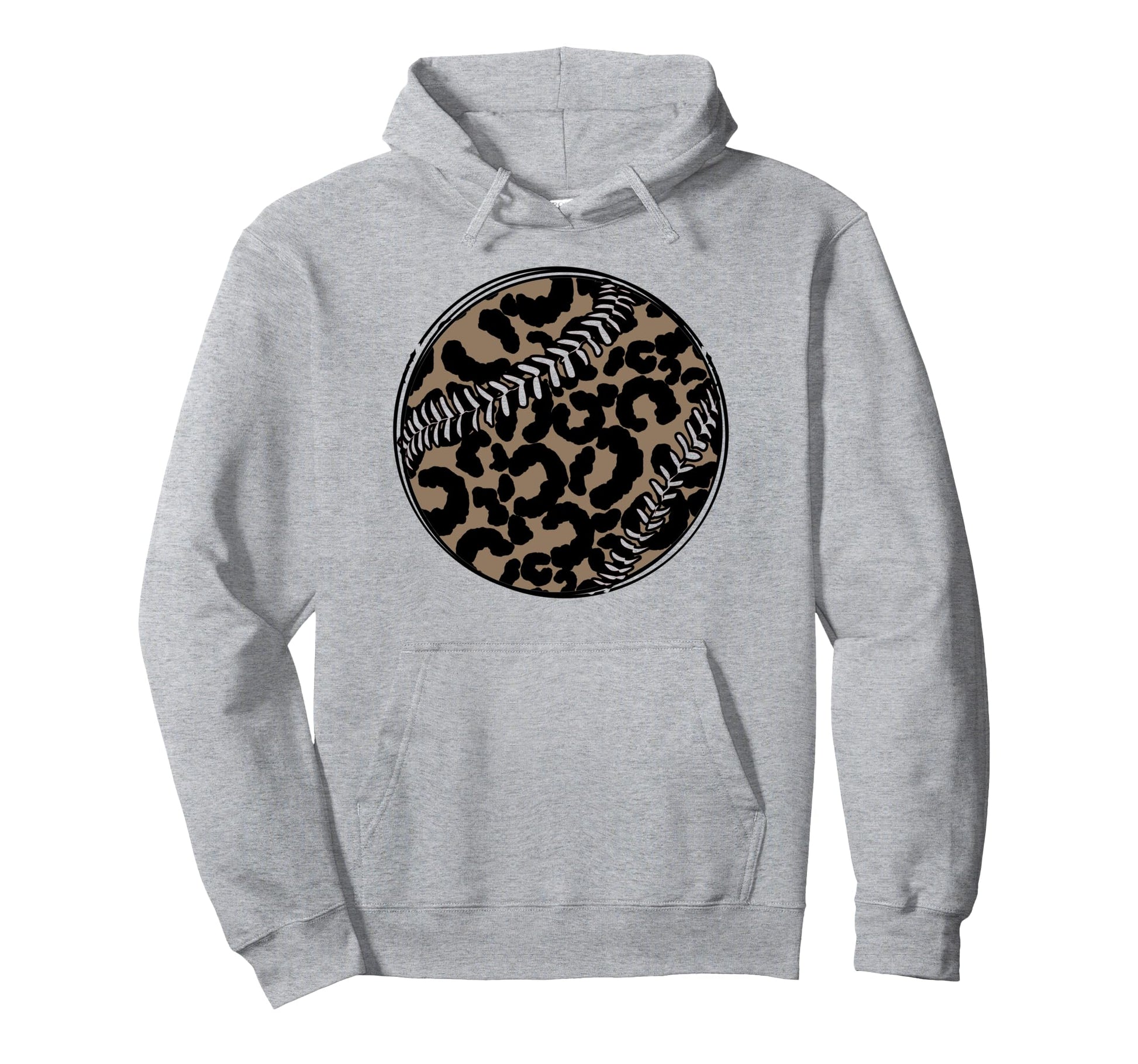 Softball Leopard Baseball Hoodie - Casual Everyday Wear Men Women - T-Shirt, Sweatshirt, Hoodie