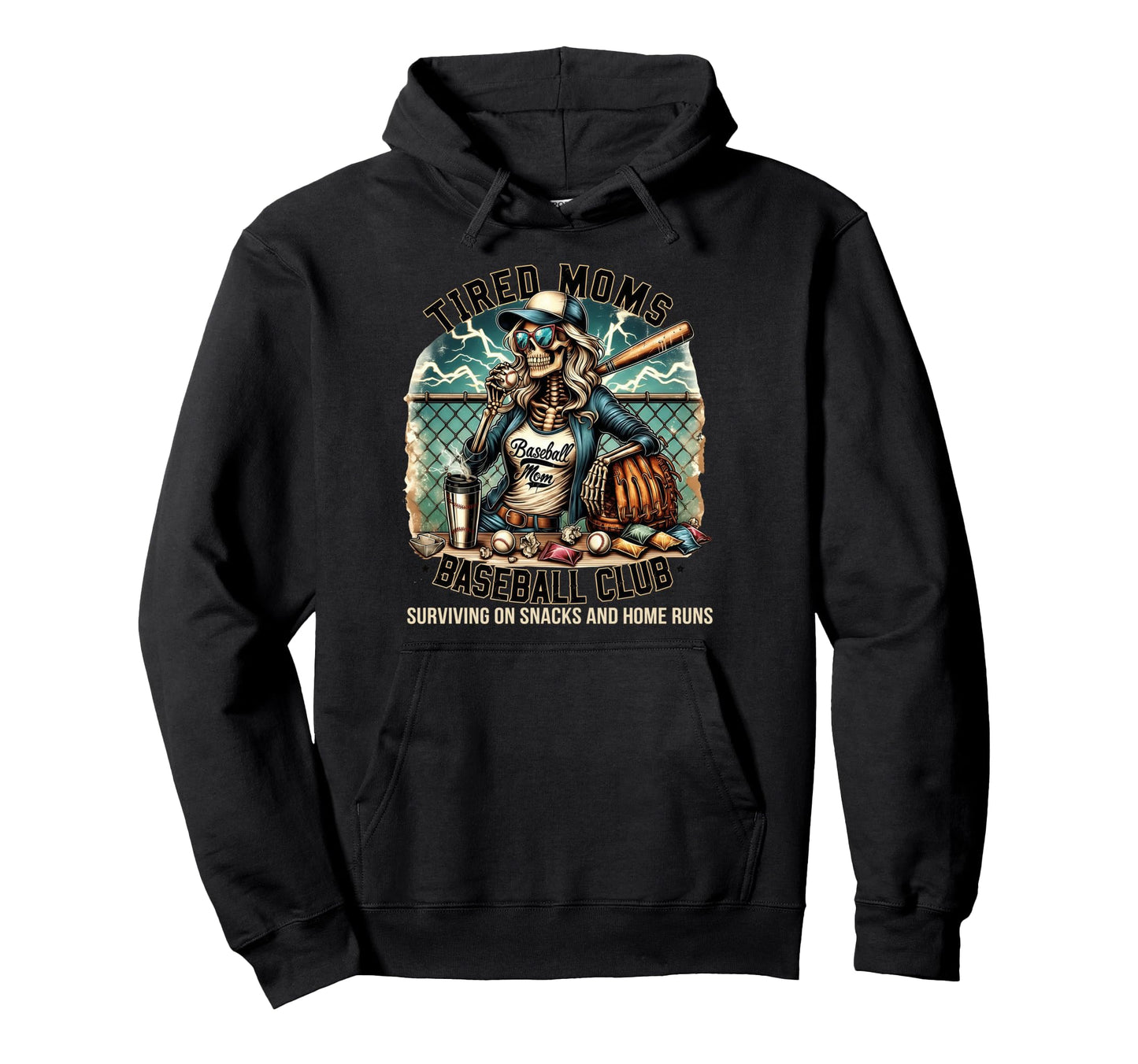 Tired Moms Baseball Club Surviving Hoodie - Trendy Graphic Men Women - T-Shirt, Sweatshirt, Hoodie