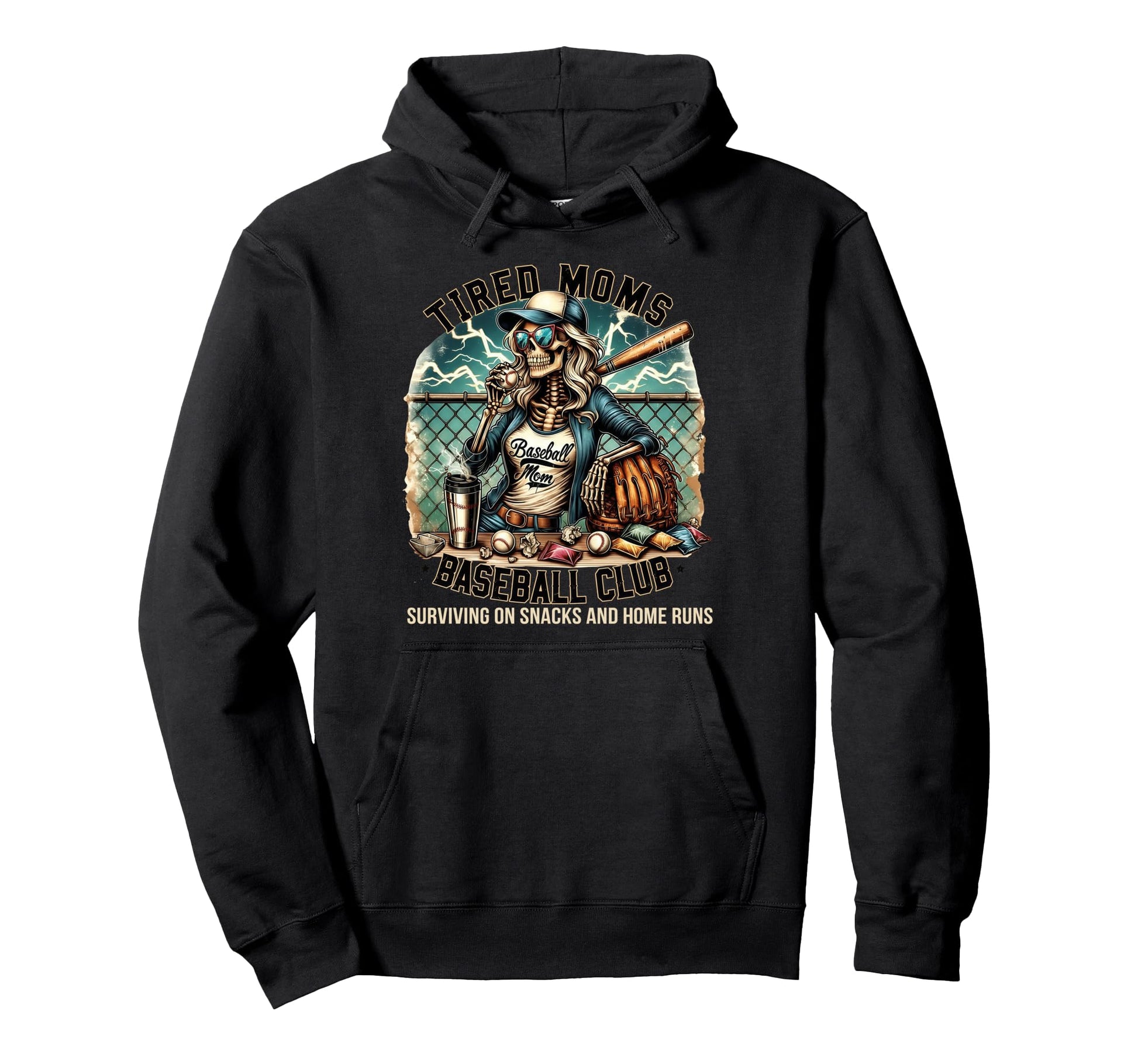 Tired Moms Baseball Club Surviving Hoodie - Trendy Graphic Men Women - T-Shirt, Sweatshirt, Hoodie