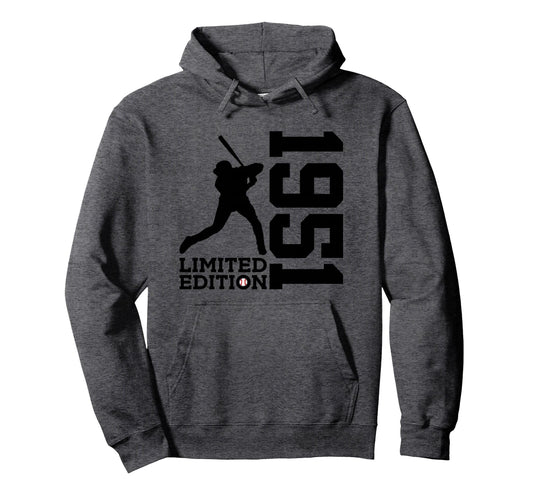75Th Birthday Baseball 1951 Hoodie - Minimalist Print Men Women - T-Shirt, Sweatshirt, Hoodie