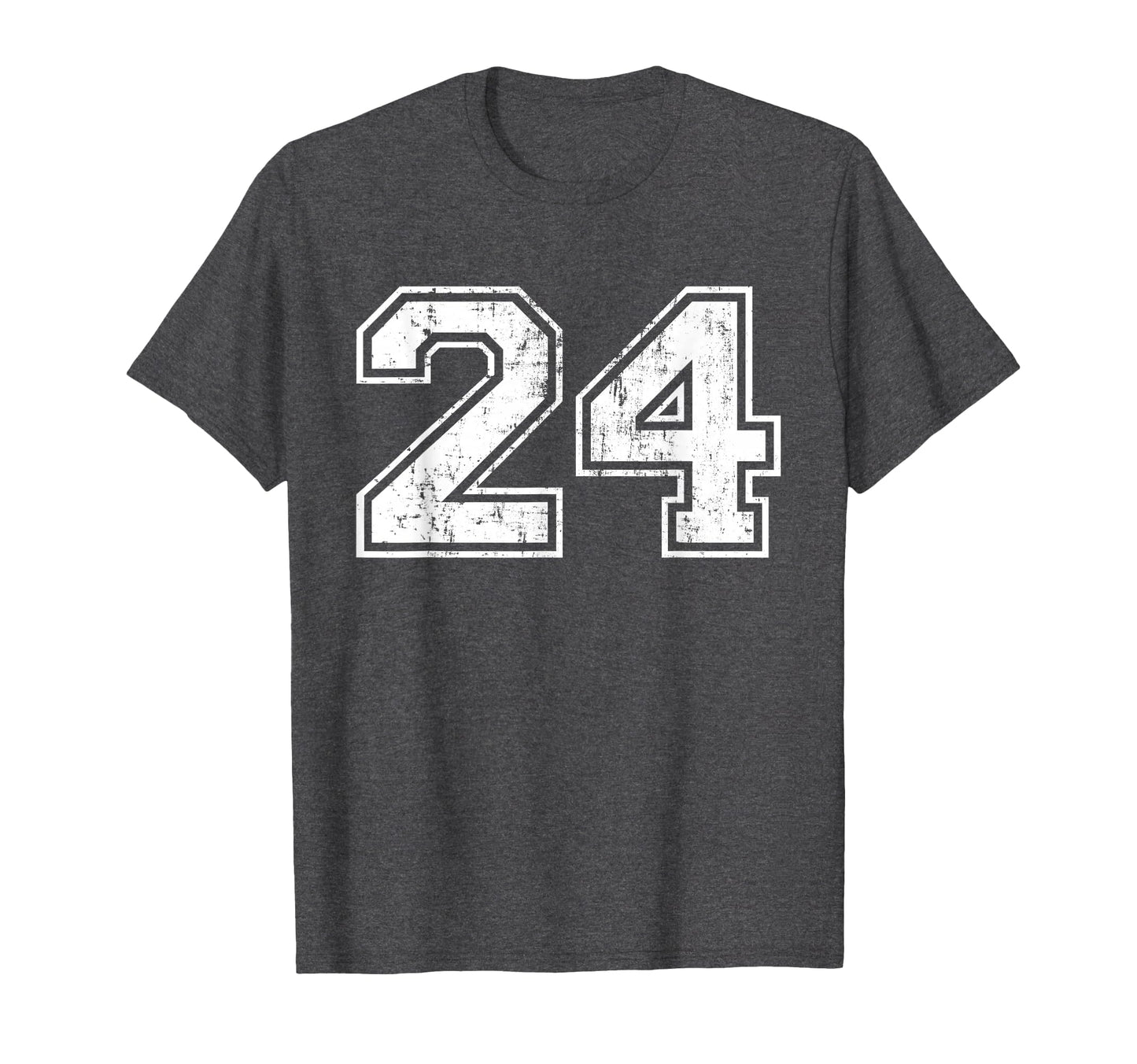 Number 24 Varsity Distressed Sports T-Shirt - Fun Novelty Design Men Women - T-Shirt, Sweatshirt, Hoodie