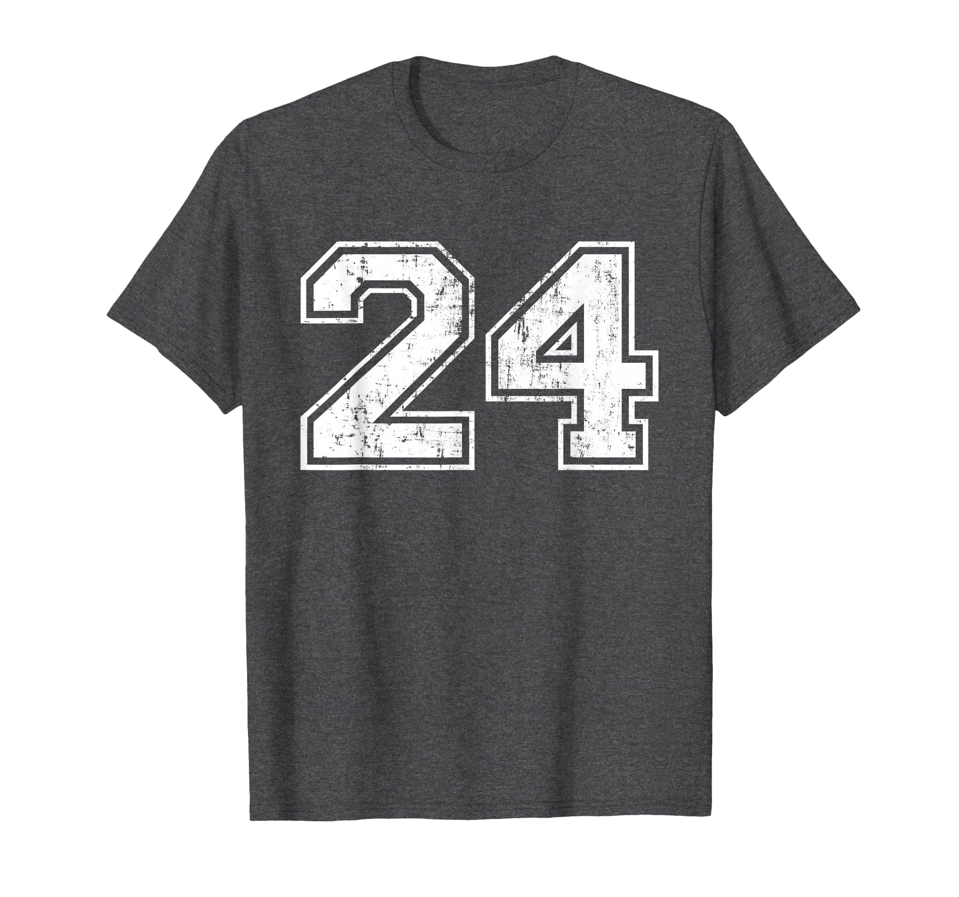 Number 24 Varsity Distressed Sports T-Shirt - Fun Novelty Design Men Women - T-Shirt, Sweatshirt, Hoodie