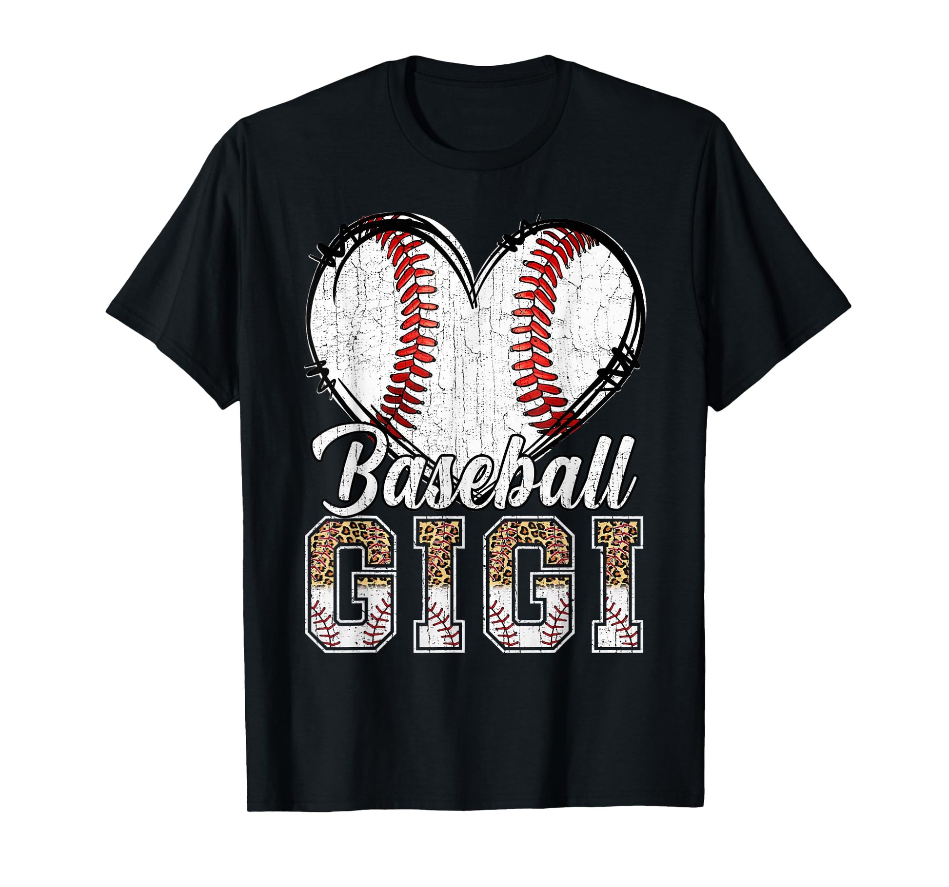 Softball Baseball Gigi Heart Leopard T-Shirt - Graphic Print Unisex - T-Shirt, Sweatshirt, Hoodie