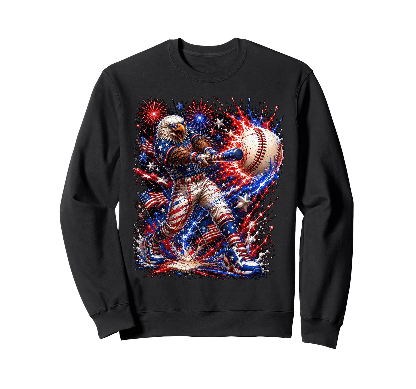 Fourth July American Patriotic Eagle Sweatshirt - Unique Graphic Unisex - T-Shirt, Sweatshirt, Hoodie