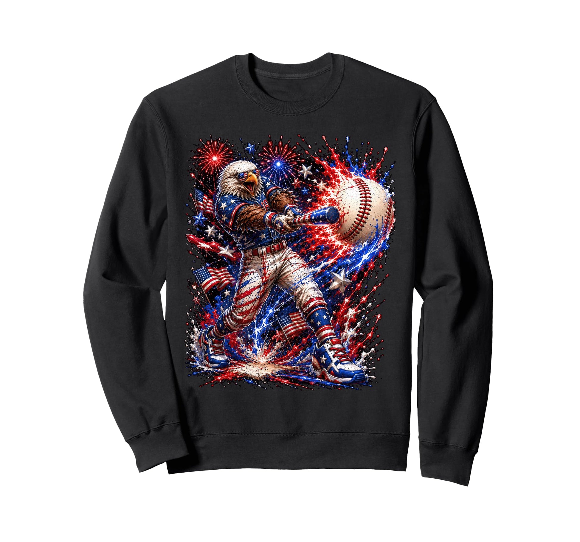 Fourth July American Patriotic Eagle Sweatshirt - Unique Graphic Unisex - T-Shirt, Sweatshirt, Hoodie