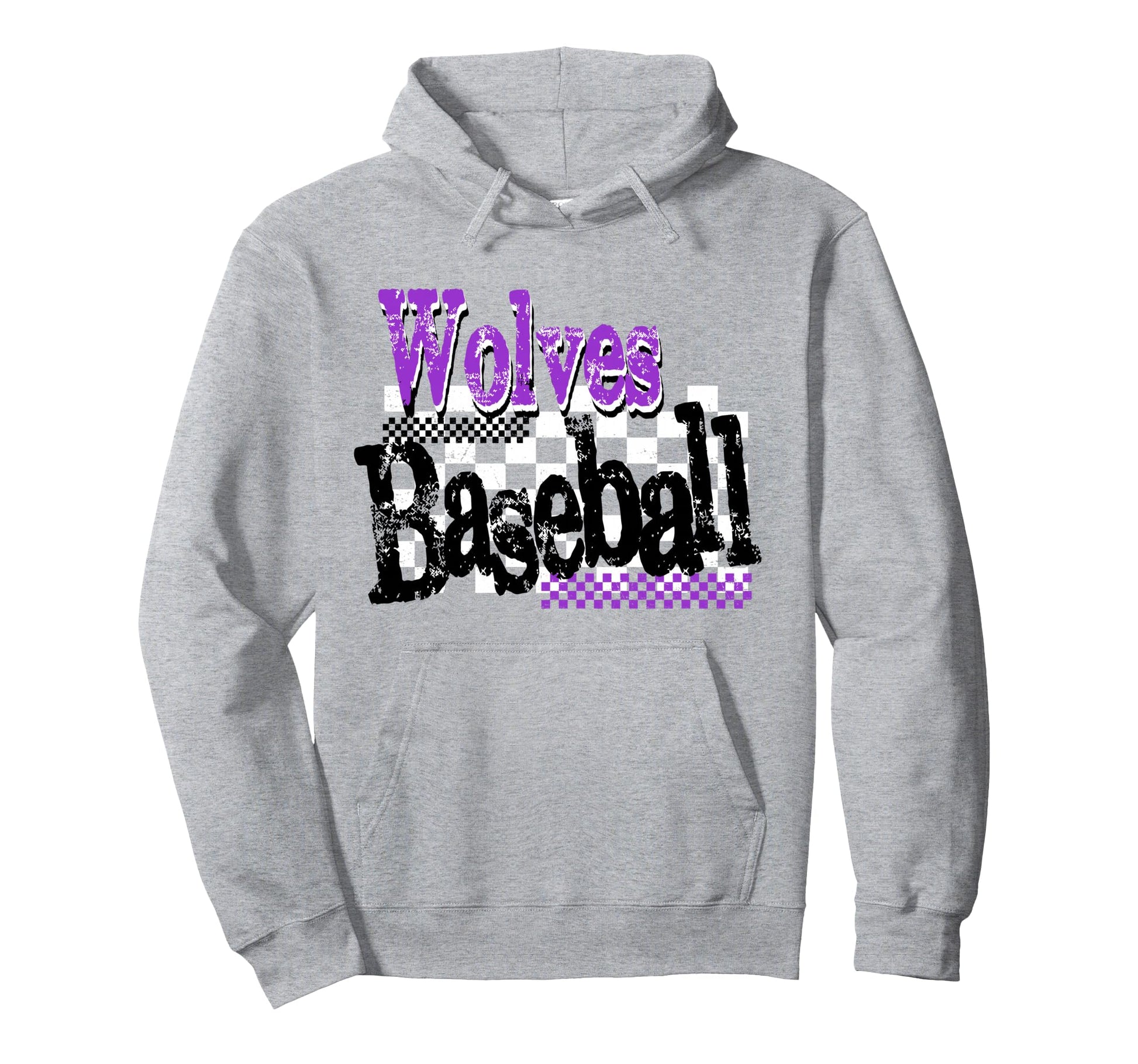 Wolves Checkered Baseball Mom Game Hoodie - Fun Novelty Design Men Women - T-Shirt, Sweatshirt, Hoodie