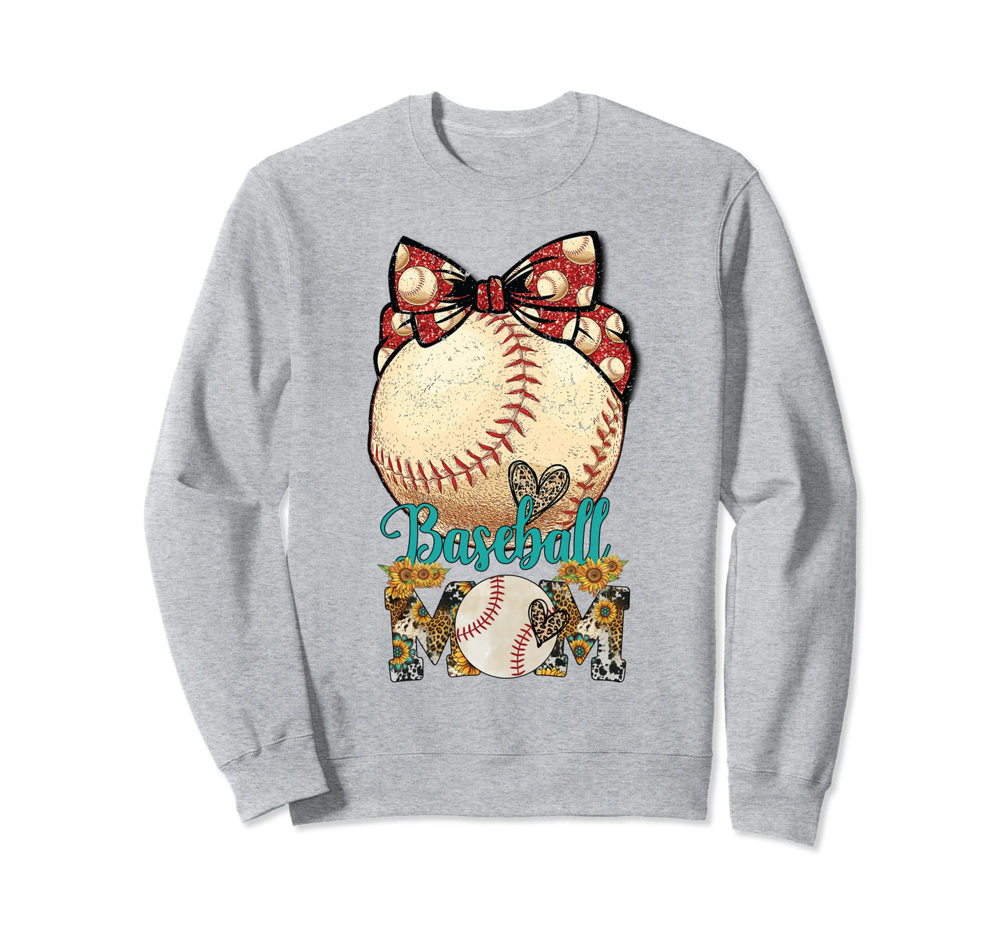 Baseball Mom Messy Bun Leopard Sweatshirt - Aesthetic Graphic for Adults - T-Shirt, Sweatshirt, Hoodie