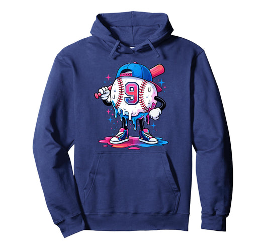 Baseball 9 Year Old Ice Cream Drip 9Th Hoodie - Graphic Print for Adults - T-Shirt, Sweatshirt, Hoodie