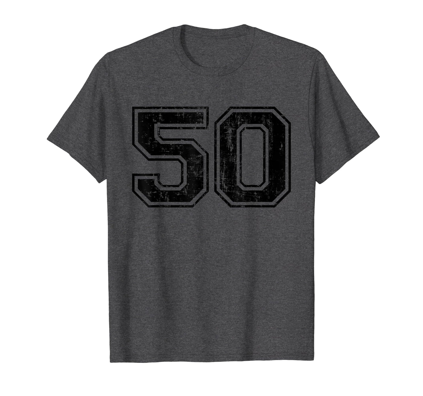 Number 50 Varsity Distressed Sport T-Shirt - Novelty Apparel for Adults - T-Shirt, Sweatshirt, Hoodie