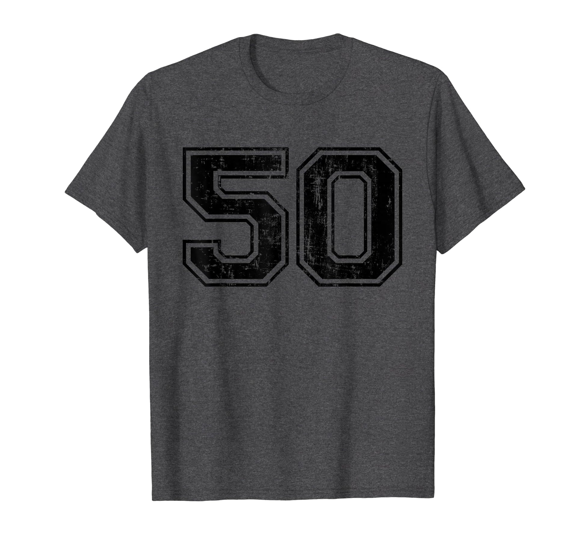 Number 50 Varsity Distressed Sport T-Shirt - Novelty Apparel for Adults - T-Shirt, Sweatshirt, Hoodie