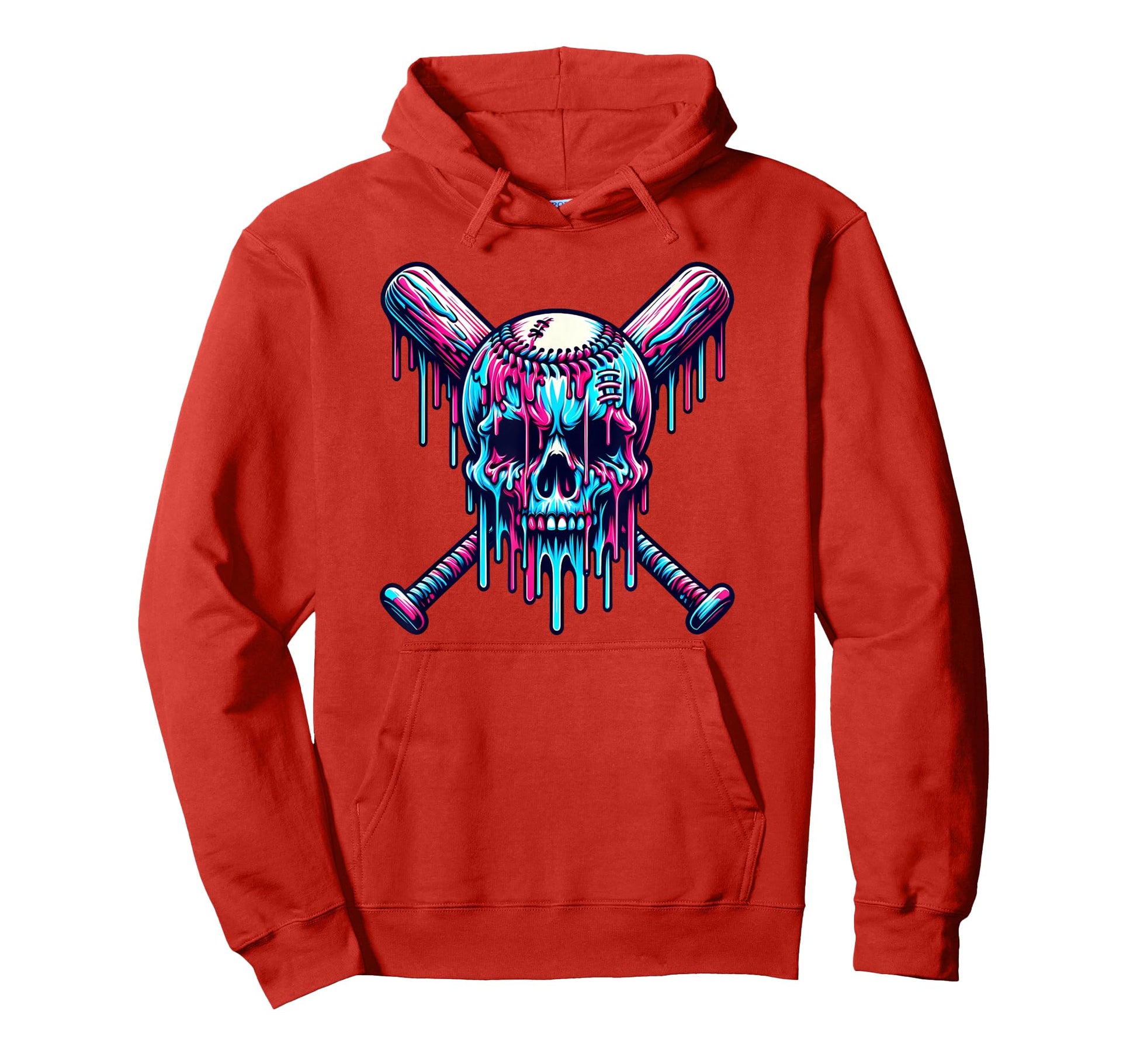 Halloween Baseball Skull Drip Baseball Hoodie - Streetwear Style Unisex - T-Shirt, Sweatshirt, Hoodie