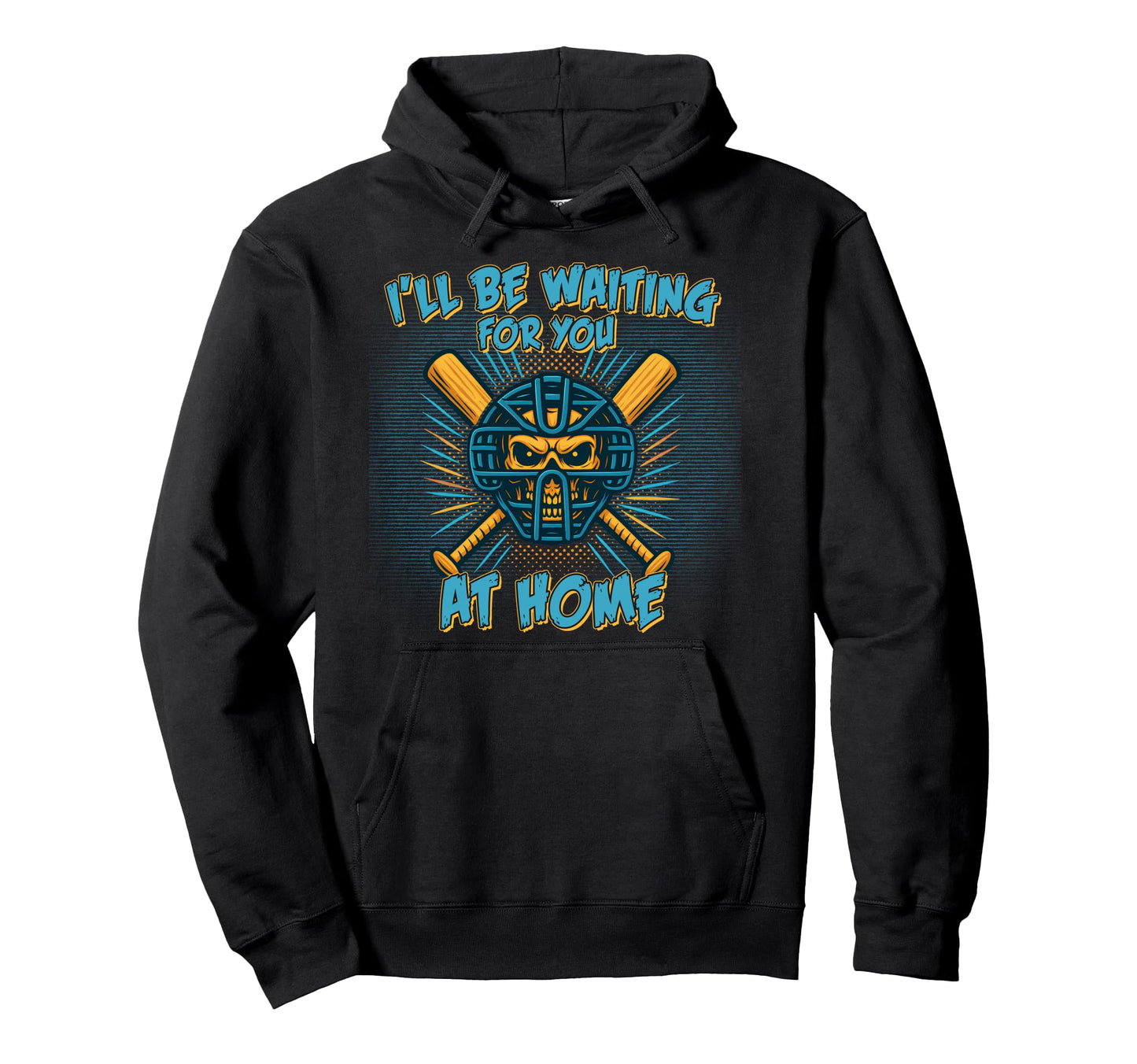 Baseball Catcher Skull Mask Waiting Home Hoodie - Custom Art Print Unisex - T-Shirt, Sweatshirt, Hoodie