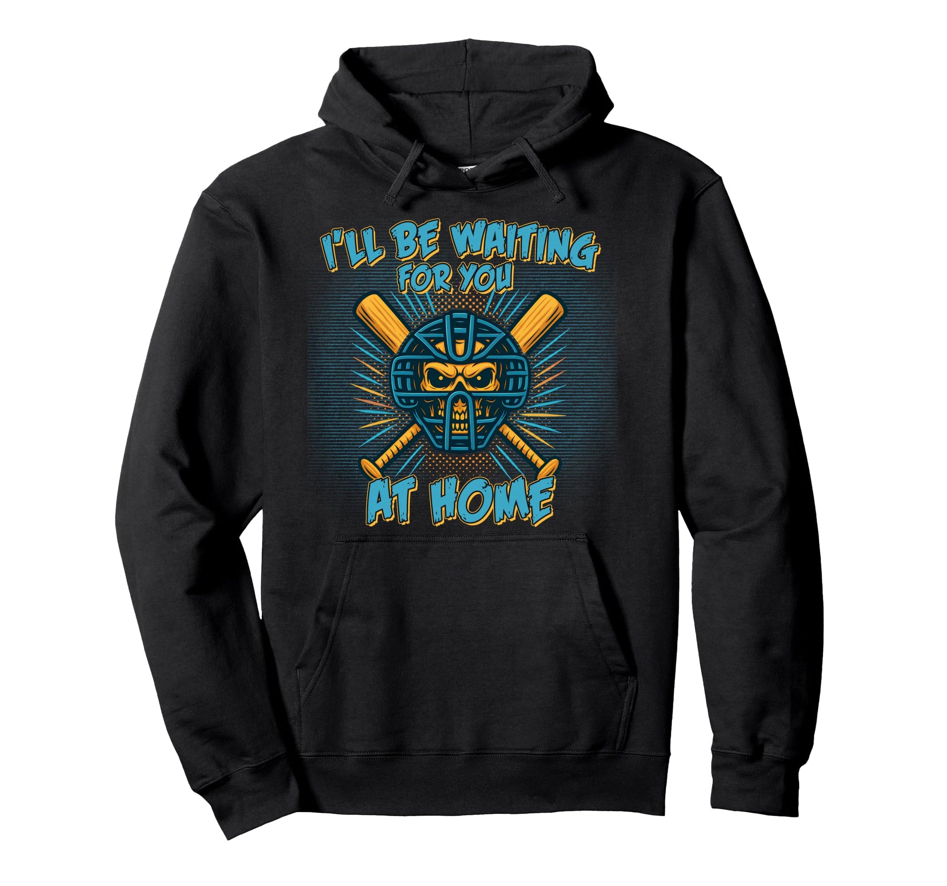 Baseball Catcher Skull Mask Waiting Home Hoodie - Custom Art Print Unisex - T-Shirt, Sweatshirt, Hoodie