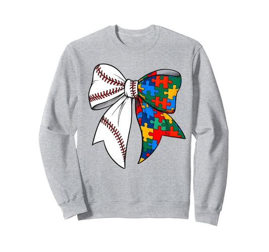 Autism Awareness Coquette Bow Baseball Sweatshirt - Novelty Apparel Unisex - T-Shirt, Sweatshirt, Hoodie