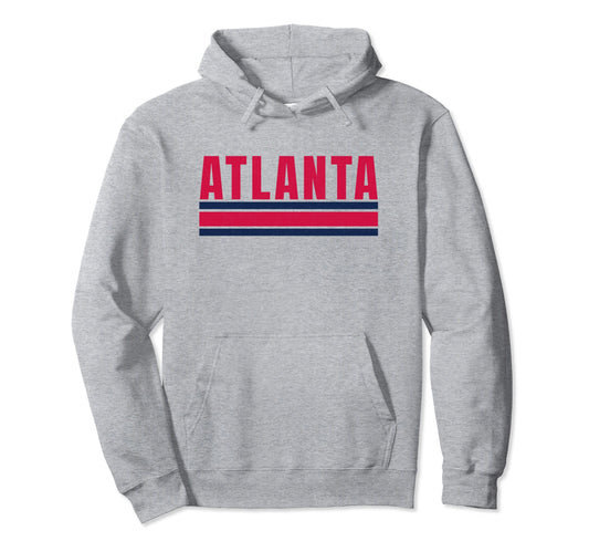 Atlanta Red Blue Fun Striped Atlanta Hoodie - Trendy Graphic for Adults - T-Shirt, Sweatshirt, Hoodie