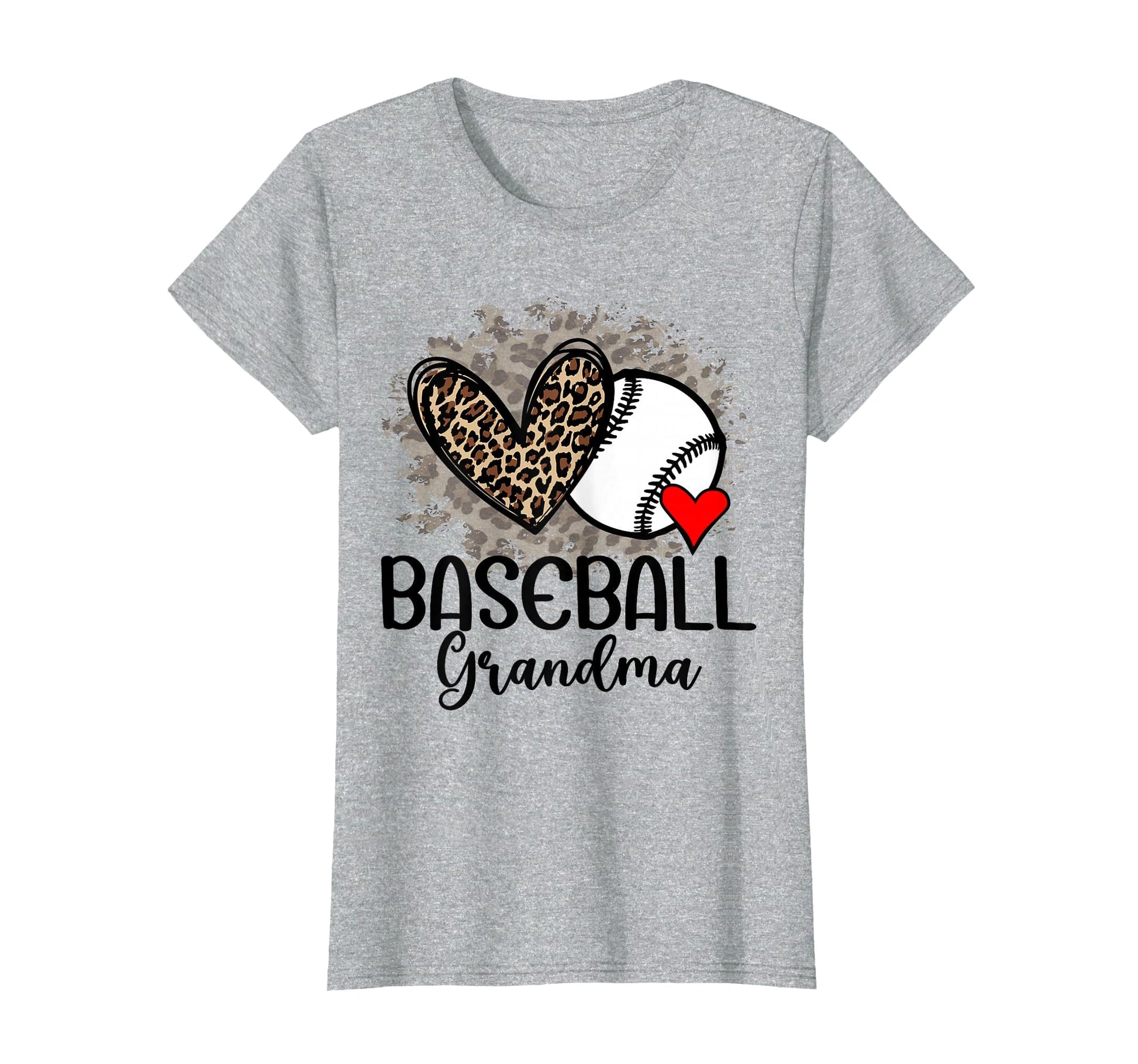 Baseball Grandma Funny Leopard Heart T-Shirt - Unique Graphic for Adults - T-Shirt, Sweatshirt, Hoodie