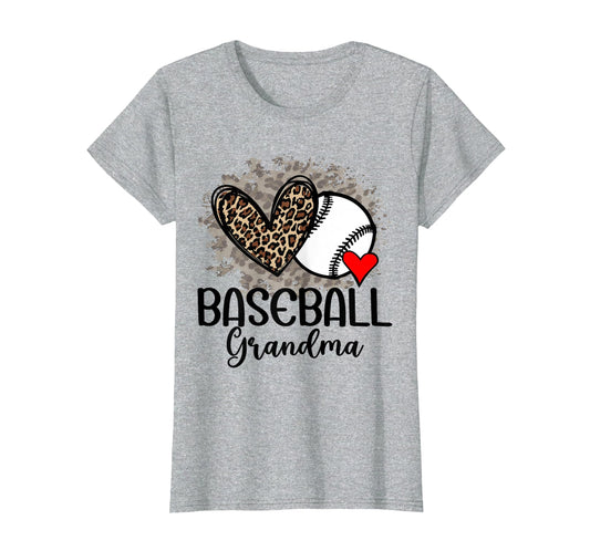 Baseball Grandma Funny Leopard Heart T-Shirt - Unique Graphic for Adults - T-Shirt, Sweatshirt, Hoodie