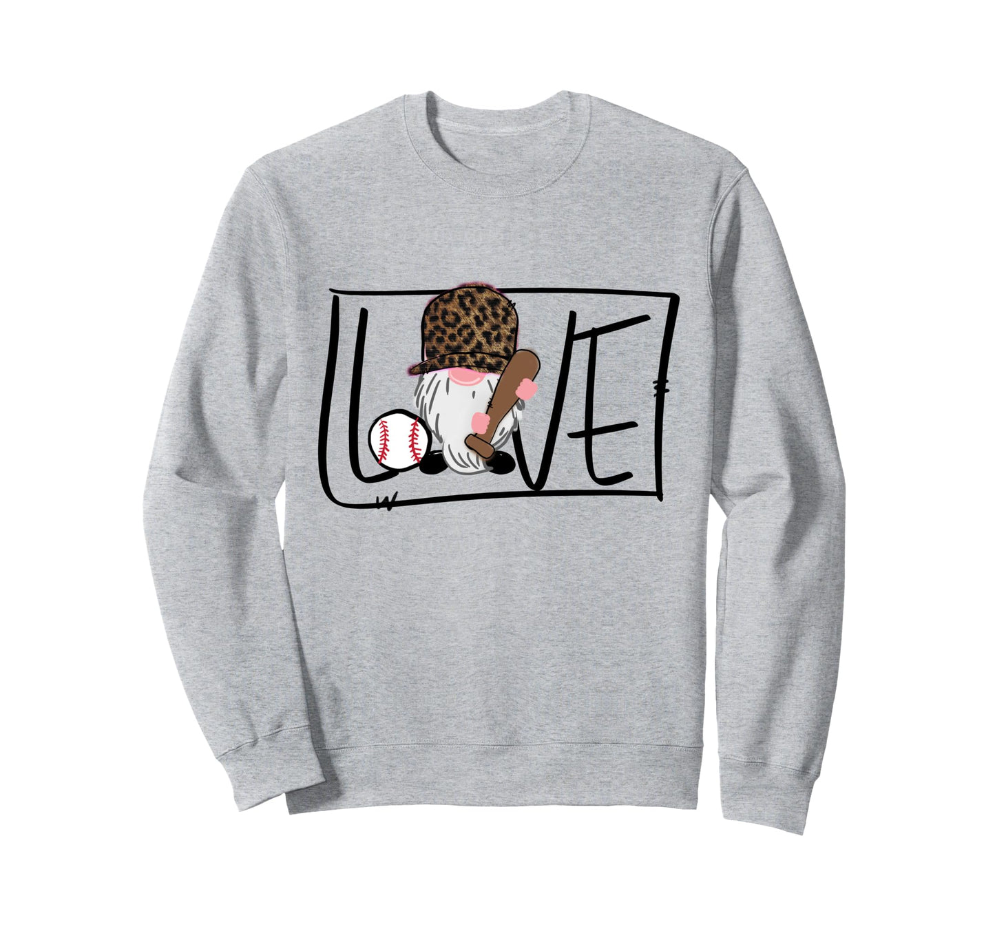 I Love Baseball And Gnome Leopard Sweatshirt - Unique Graphic Men Women - T-Shirt, Sweatshirt, Hoodie