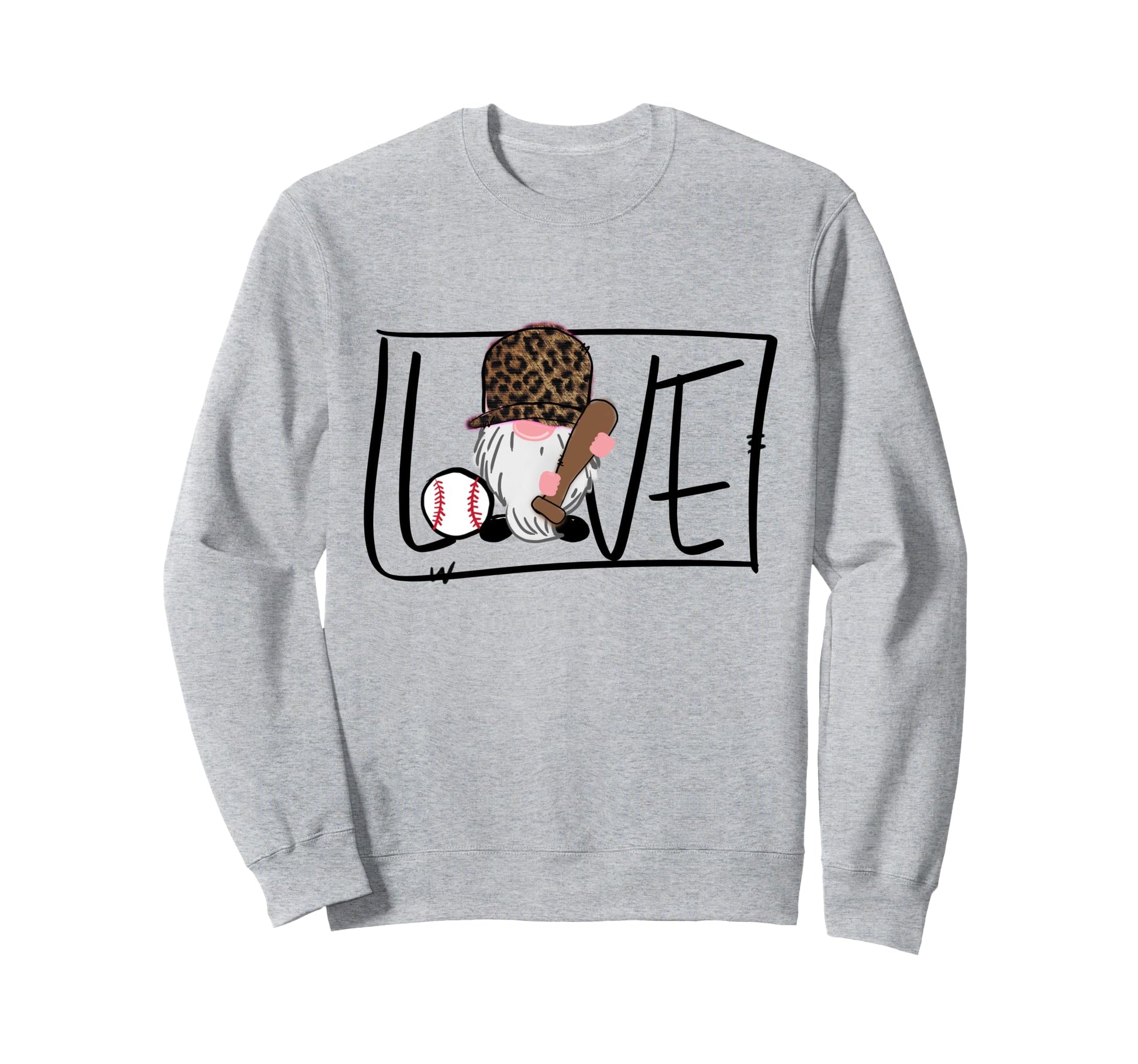 I Love Baseball And Gnome Leopard Sweatshirt - Unique Graphic Men Women - T-Shirt, Sweatshirt, Hoodie