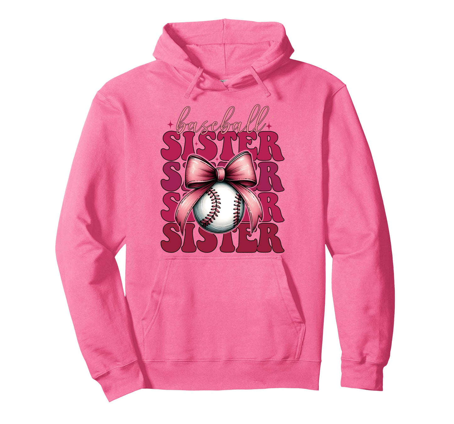 Baseball Sister Baseball Coquette Bow Hoodie - Streetwear Style for Adults - T-Shirt, Sweatshirt, Hoodie