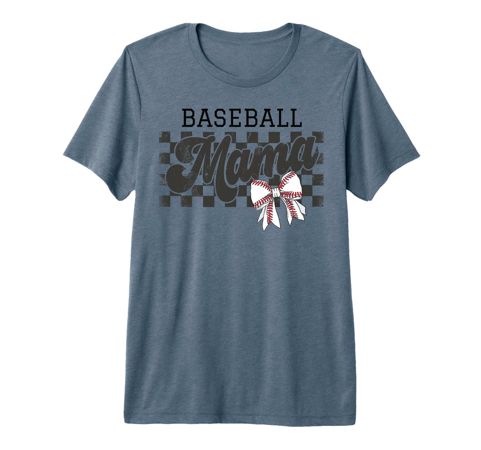 Baseball Mama Checkered Baseball Mom T-Shirt - Graphic Print Unisex - T-Shirt, Sweatshirt, Hoodie