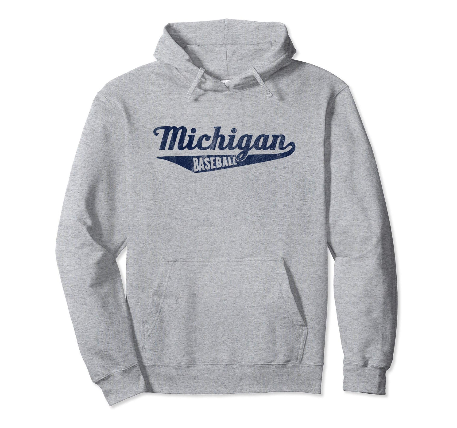 Michigan Baseball Script Distressed Hoodie - Trendy Graphic for Adults - T-Shirt, Sweatshirt, Hoodie