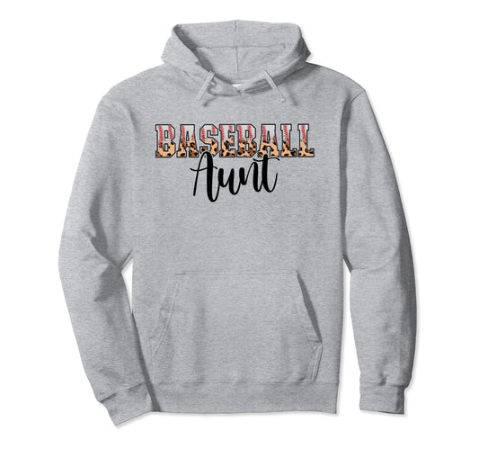 Baseball Aunt Funny Leopard Baseball Hoodie - Unique Graphic Men Women - T-Shirt, Sweatshirt, Hoodie