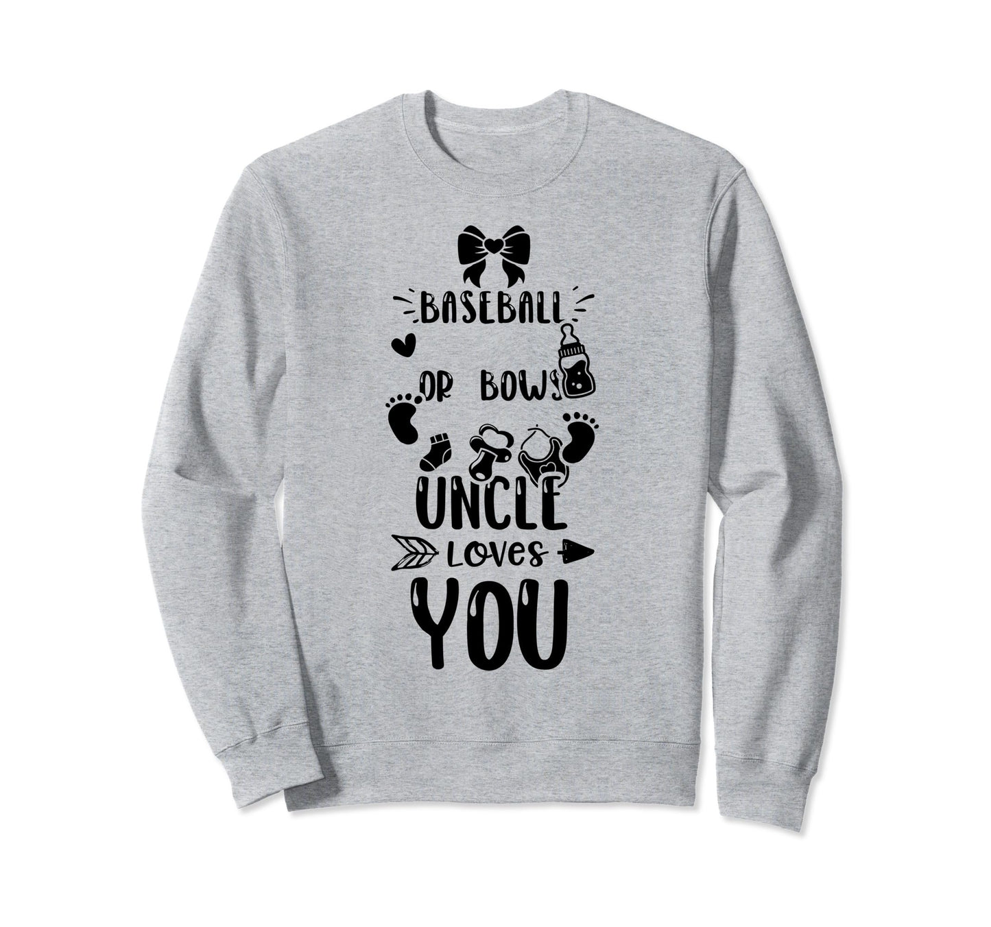 Uncle Baseball Or Bows Uncle Loves You Sweatshirt - Custom Art Print Unisex - T-Shirt, Sweatshirt, Hoodie