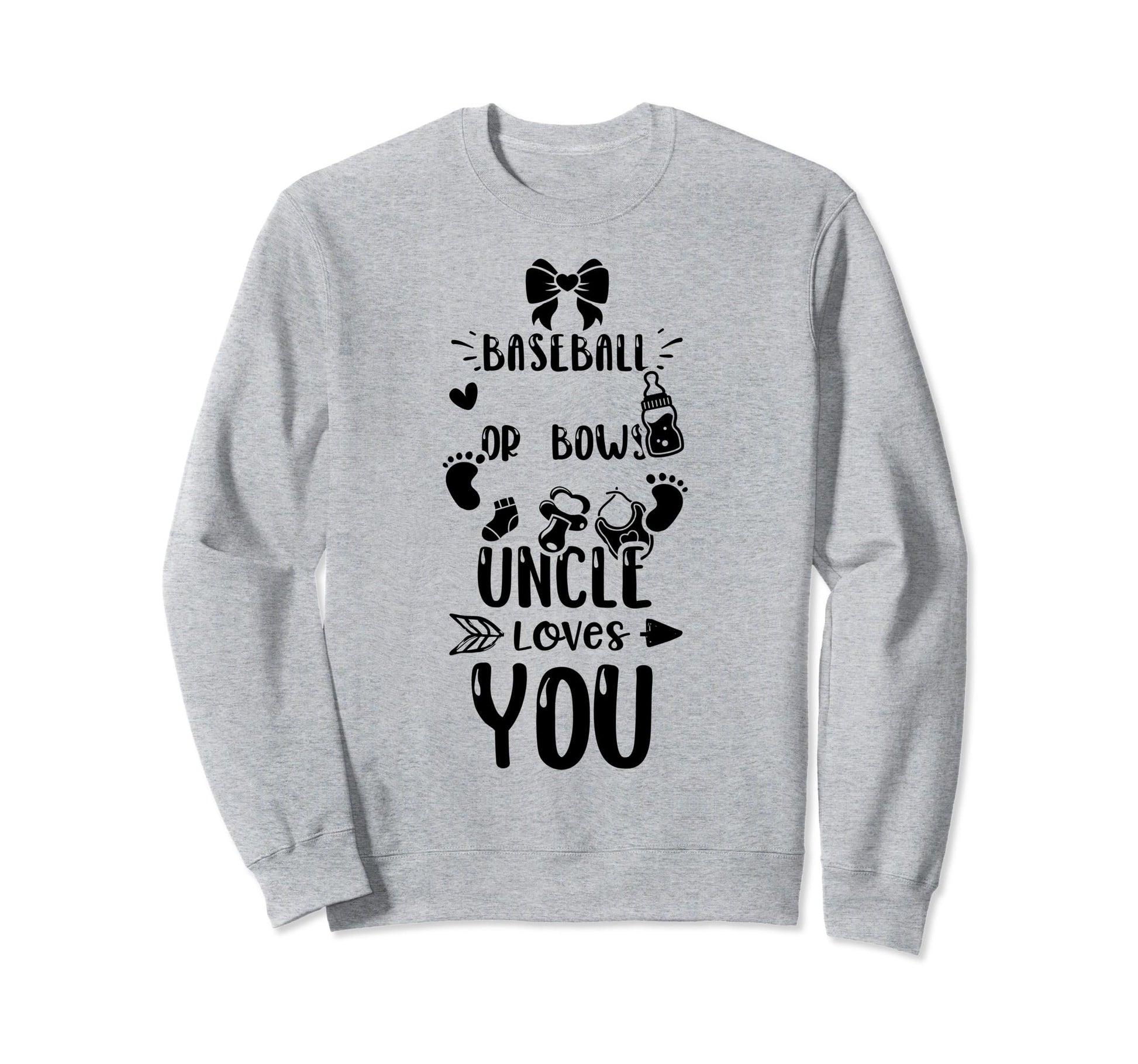 Uncle Baseball Or Bows Uncle Loves You Sweatshirt - Custom Art Print Unisex - T-Shirt, Sweatshirt, Hoodie