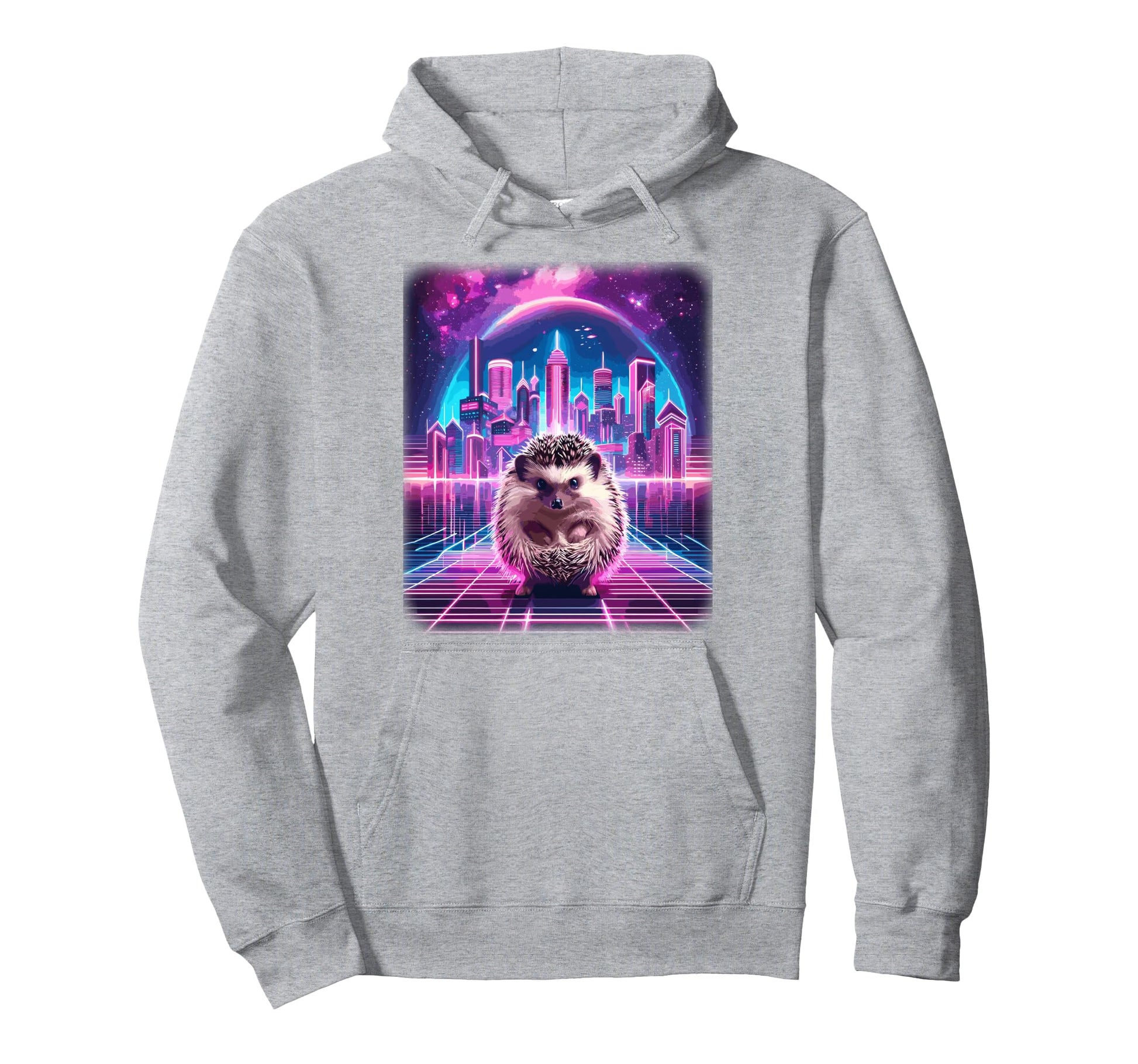Synthwave Aesthetic Hedgehog Lover Hoodie - Novelty Apparel Men Women - T-Shirt, Sweatshirt, Hoodie