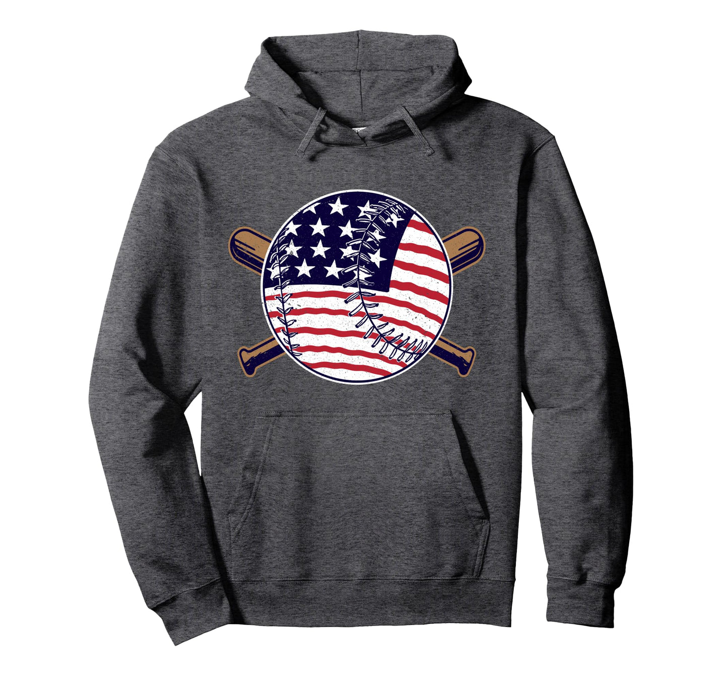 Patriotic American Flag Baseball Softball Hoodie - Graphic Print Men Women - T-Shirt, Sweatshirt, Hoodie
