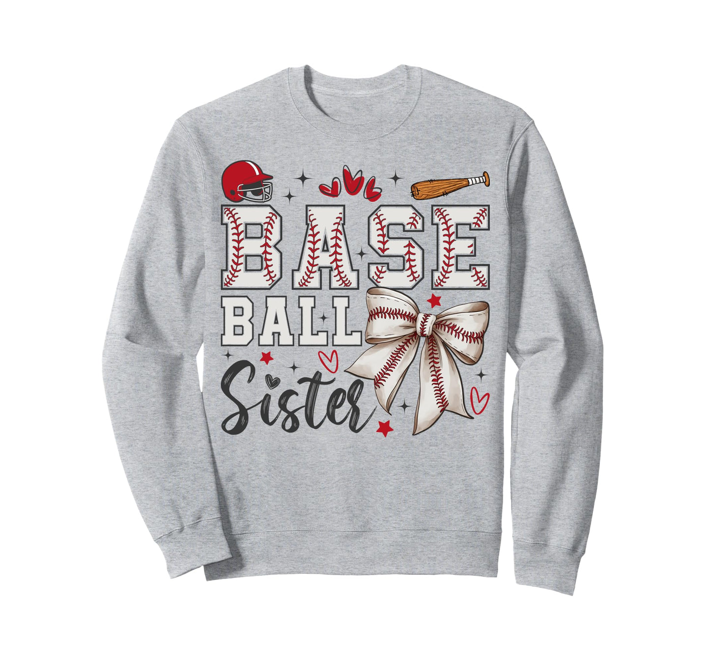 Baseball Sister Coquette Bow Sport Sweatshirt - Novelty Apparel for Adults - T-Shirt, Sweatshirt, Hoodie