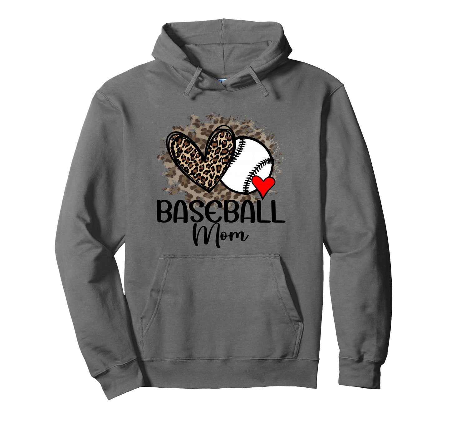 Baseball Mom Funny Leopard Heart Proud Hoodie - Novelty Apparel Unisex - T-Shirt, Sweatshirt, Hoodie