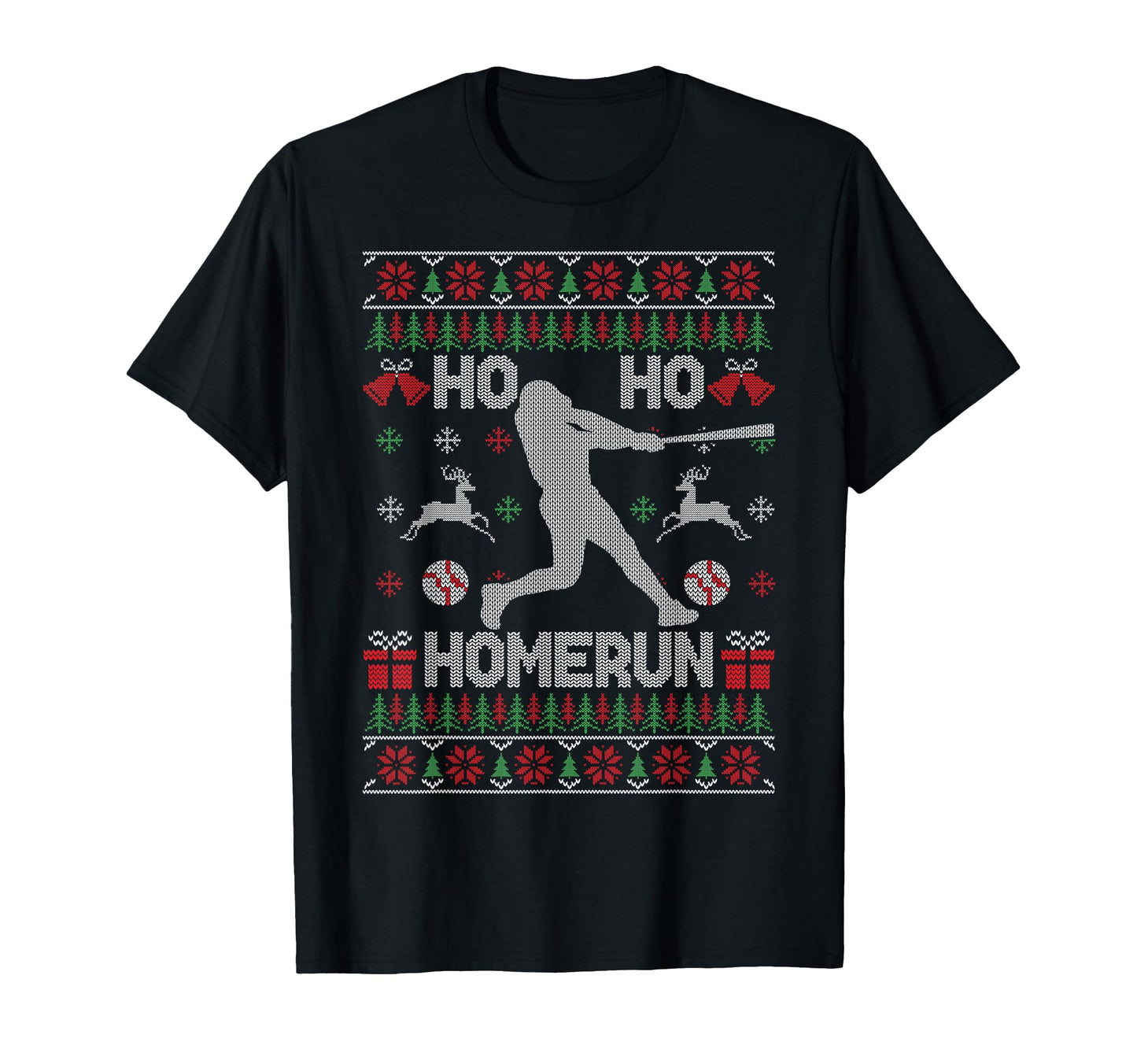Ho Ho Home Run Funny Ugly Baseball Lover T-Shirt - Aesthetic Graphic Unisex - T-Shirt, Sweatshirt, Hoodie