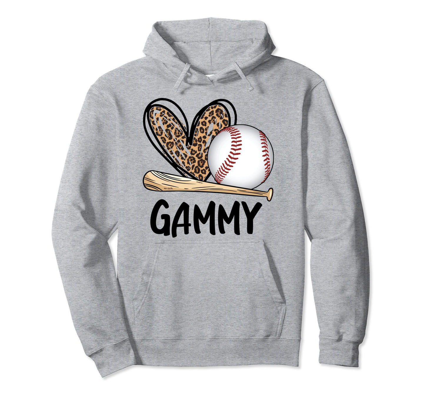 Baseball Gammy Leopard Heart Baseball Hoodie - Graphic Print for Adults - T-Shirt, Sweatshirt, Hoodie