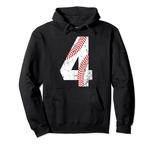 Baseball 4 Jersey Number Hoodie - Custom Art Print for Adults - T-Shirt, Sweatshirt, Hoodie