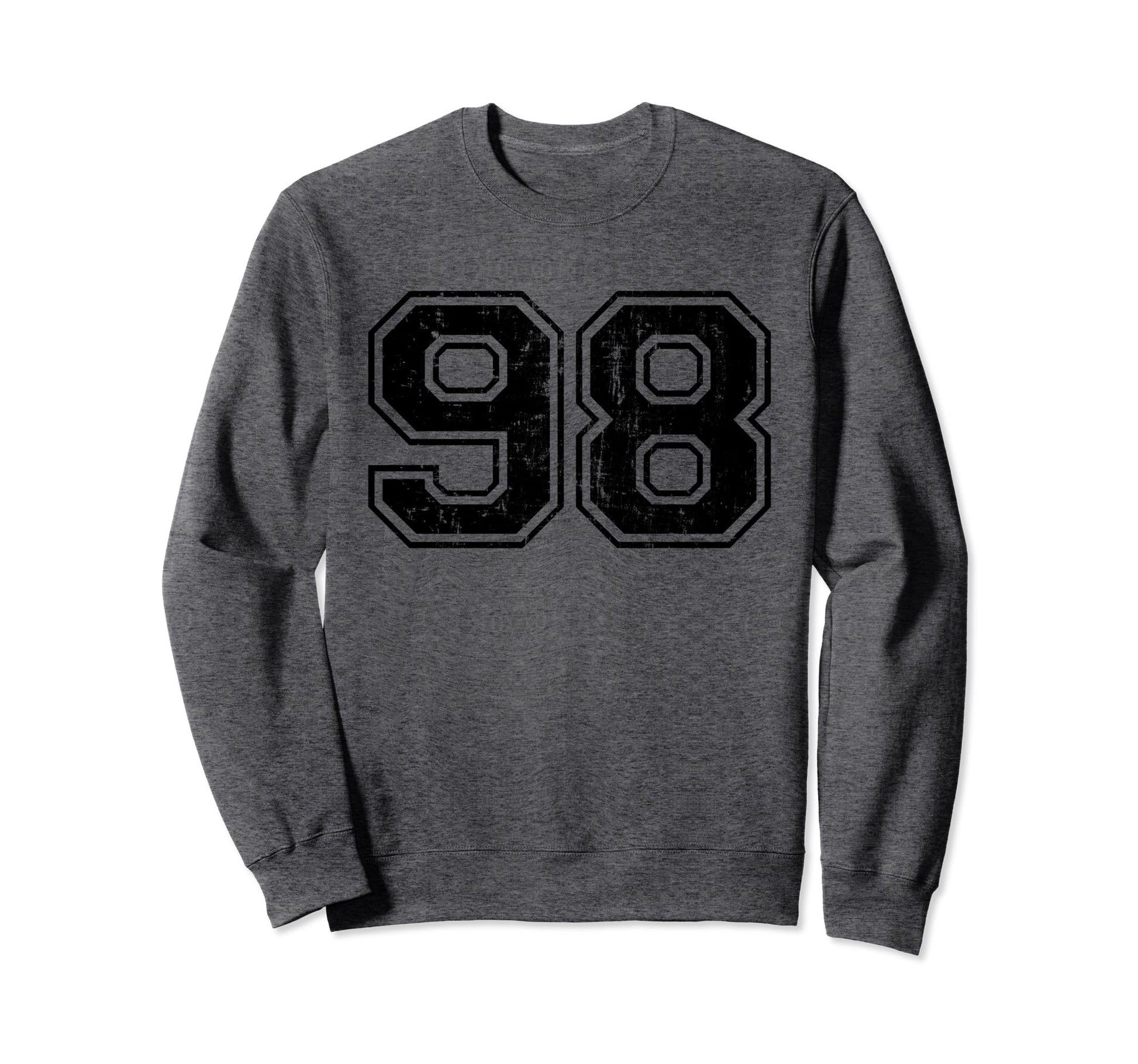 Number 98 Varsity Distressed Sport Team Sweatshirt - Graphic Print Unisex - T-Shirt, Sweatshirt, Hoodie