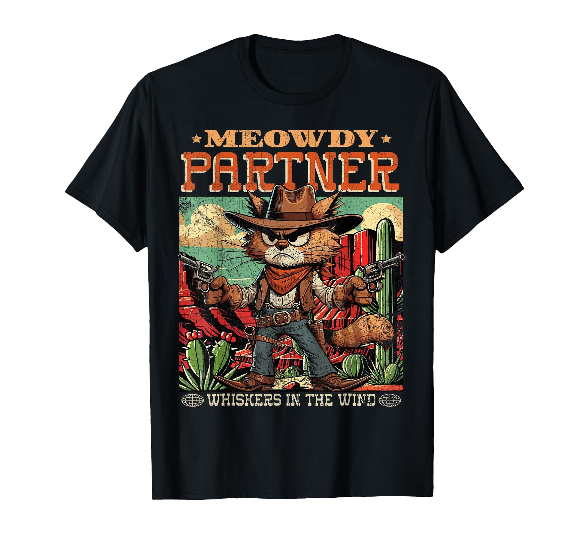 Meowdy Partner Cowboy Cat T-Shirt - Aesthetic Graphic for Adults - T-Shirt, Sweatshirt, Hoodie