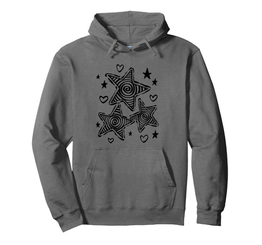 90S Y2K Star Trio Under Starry Sky Hoodie - Minimalist Print Unisex - T-Shirt, Sweatshirt, Hoodie