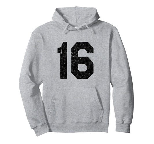 Age 16 Jersey Uniform Sports Number Hoodie - Streetwear Style for Adults - T-Shirt, Sweatshirt, Hoodie