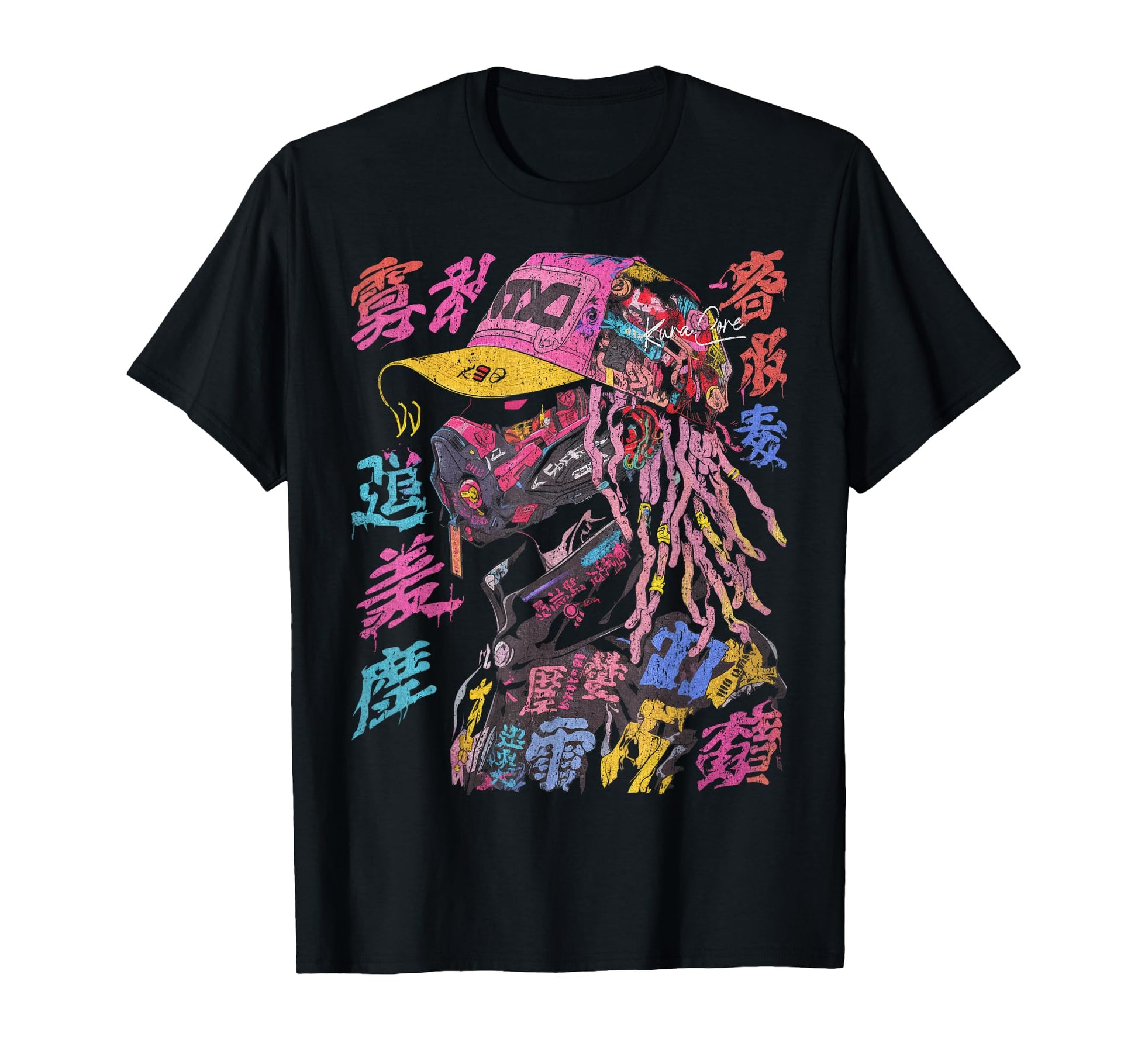 Japanese Streetwear Afro Cyberpunk T-Shirt - Custom Art Print for Adults - T-Shirt, Sweatshirt, Hoodie